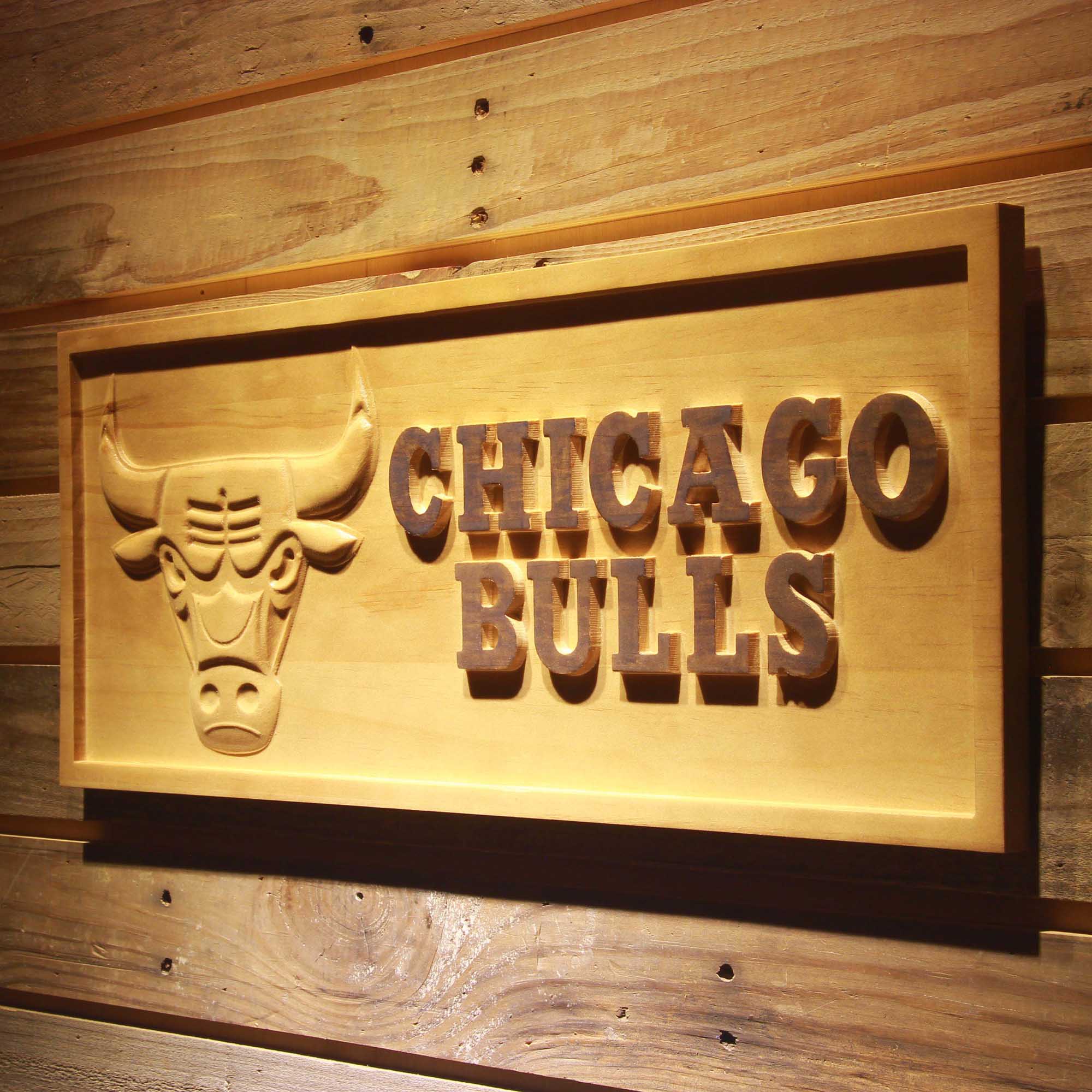 Chicago Bulls Basketball Man Cave Sport 3D Wooden Engrave Sign