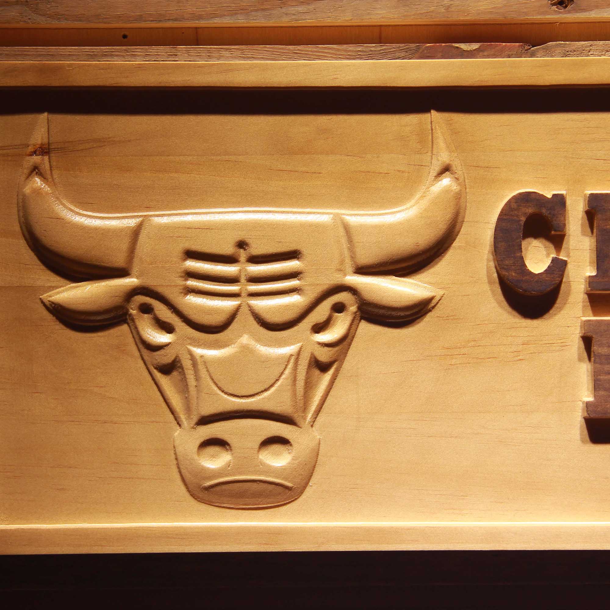 Chicago Bulls Basketball Man Cave Sport 3D Wooden Engrave Sign