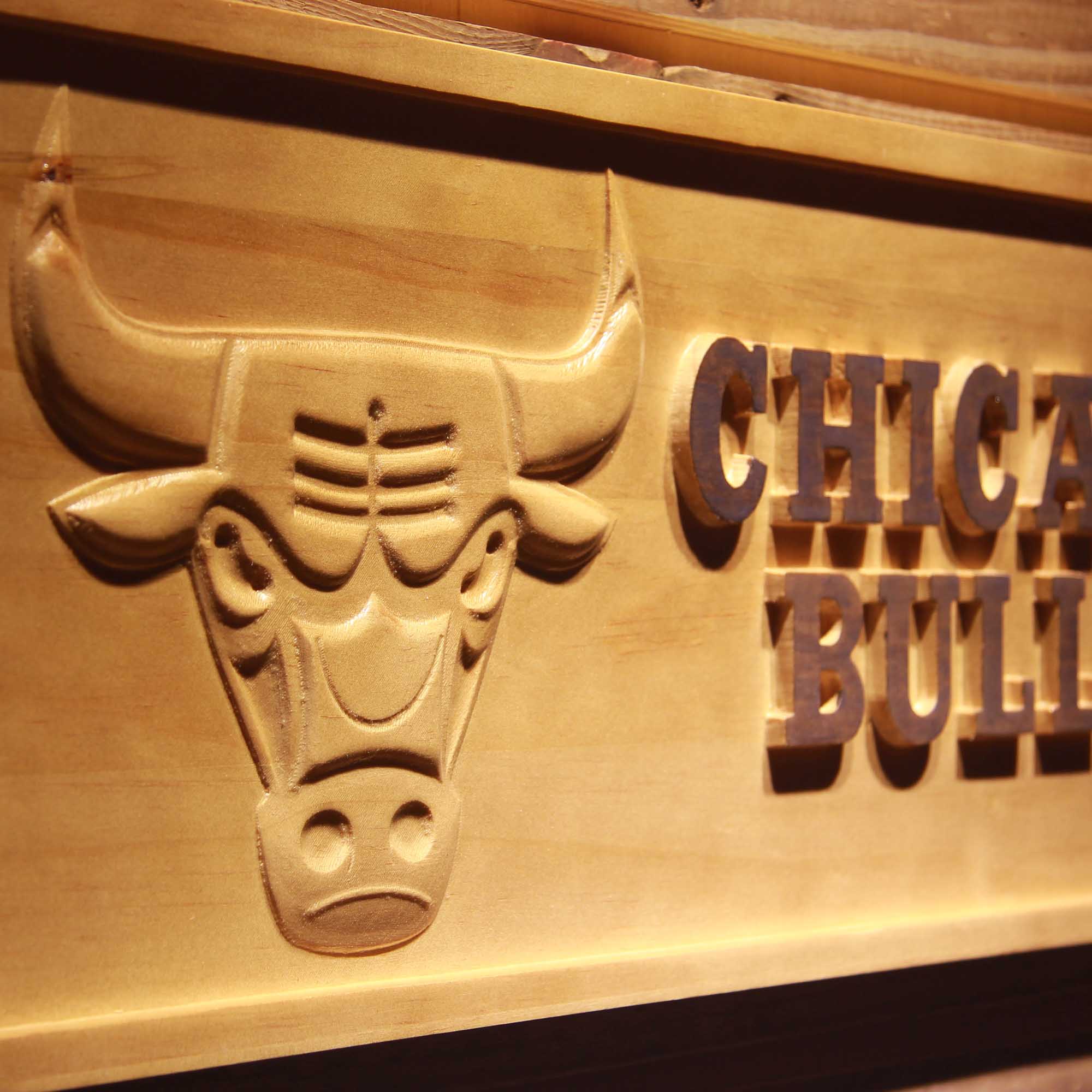 Chicago Bulls Basketball Man Cave Sport 3D Wooden Engrave Sign