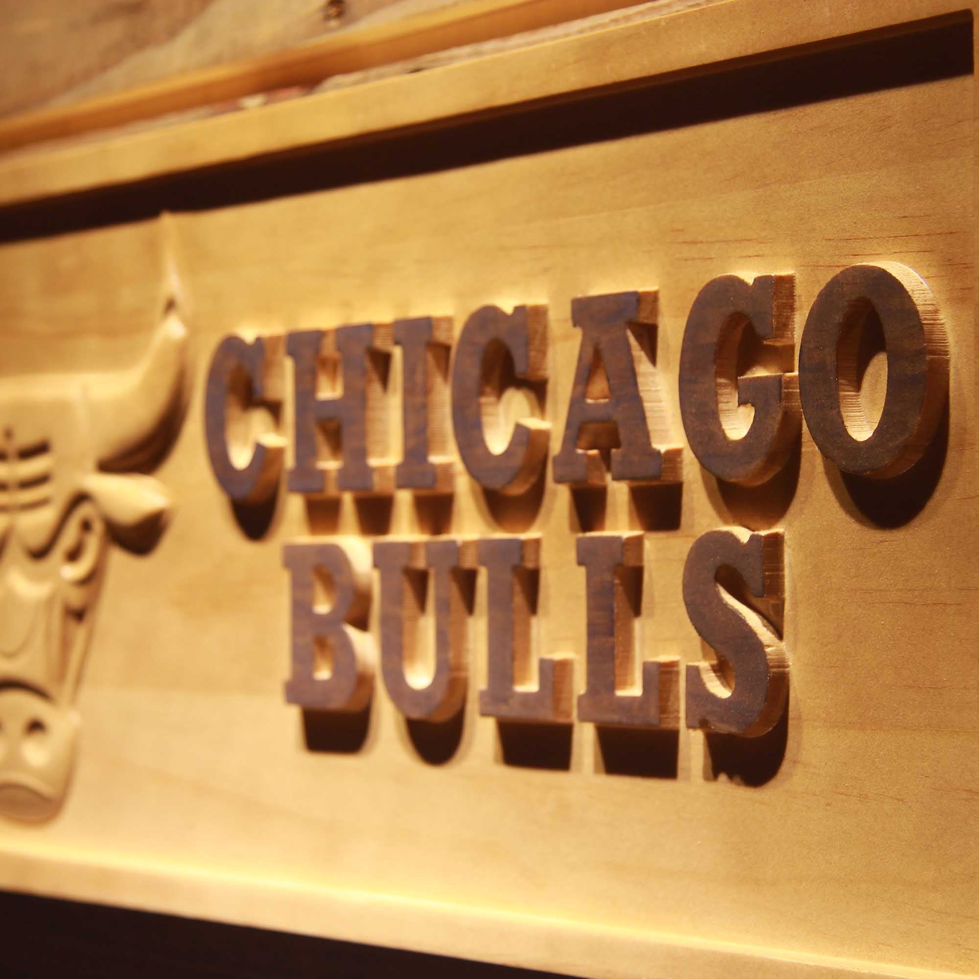 Chicago Bulls Basketball Man Cave Sport 3D Wooden Engrave Sign