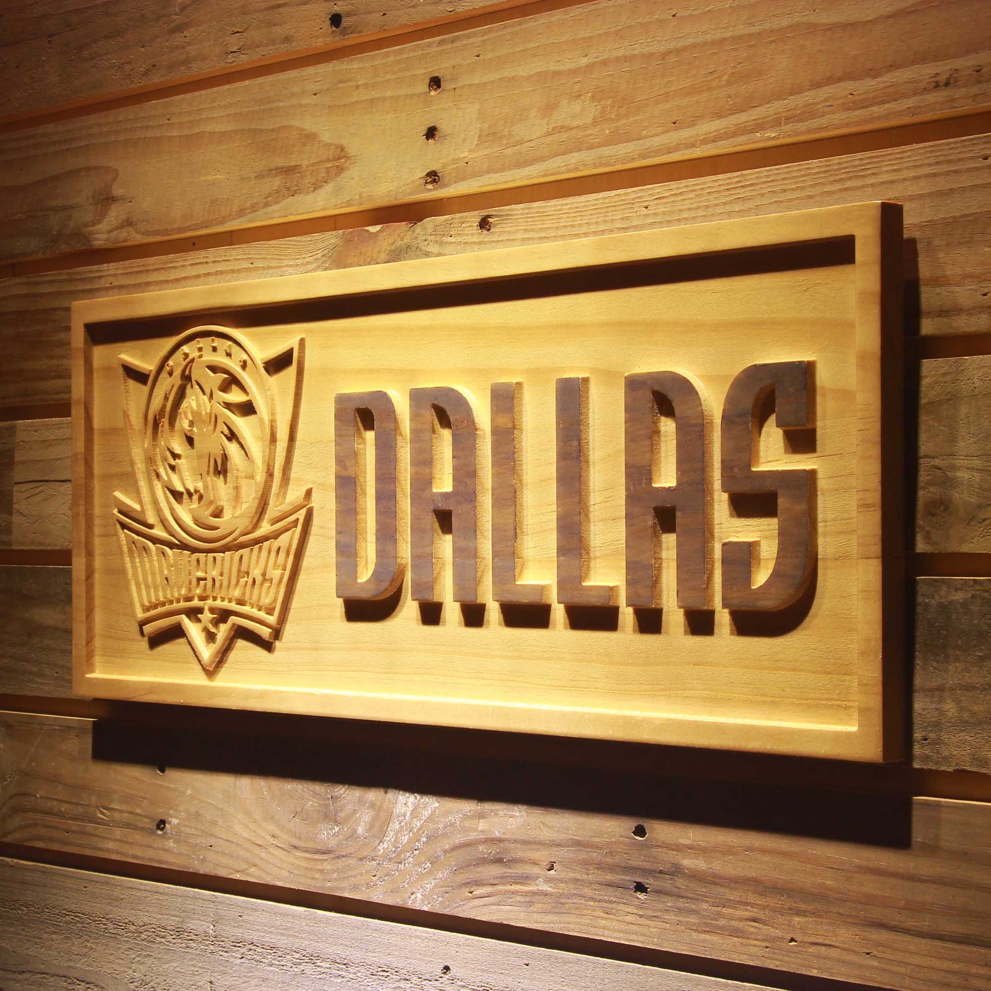 Dallas Mavericks Basketball Man Cave Sport 3D Wooden Engrave Sign