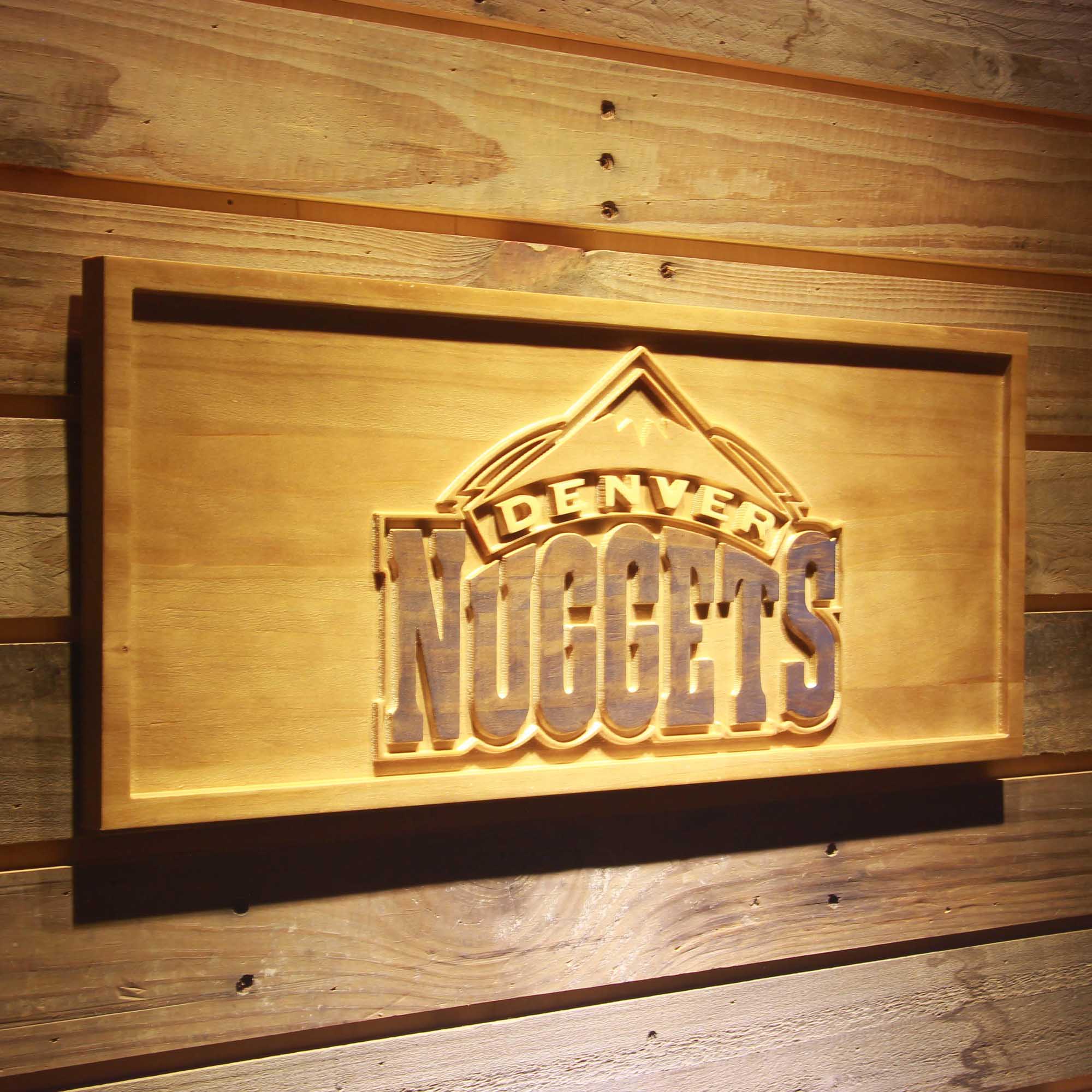 Denver Nuggets Basketball Man Cave Sport 3D Wooden Engrave Sign