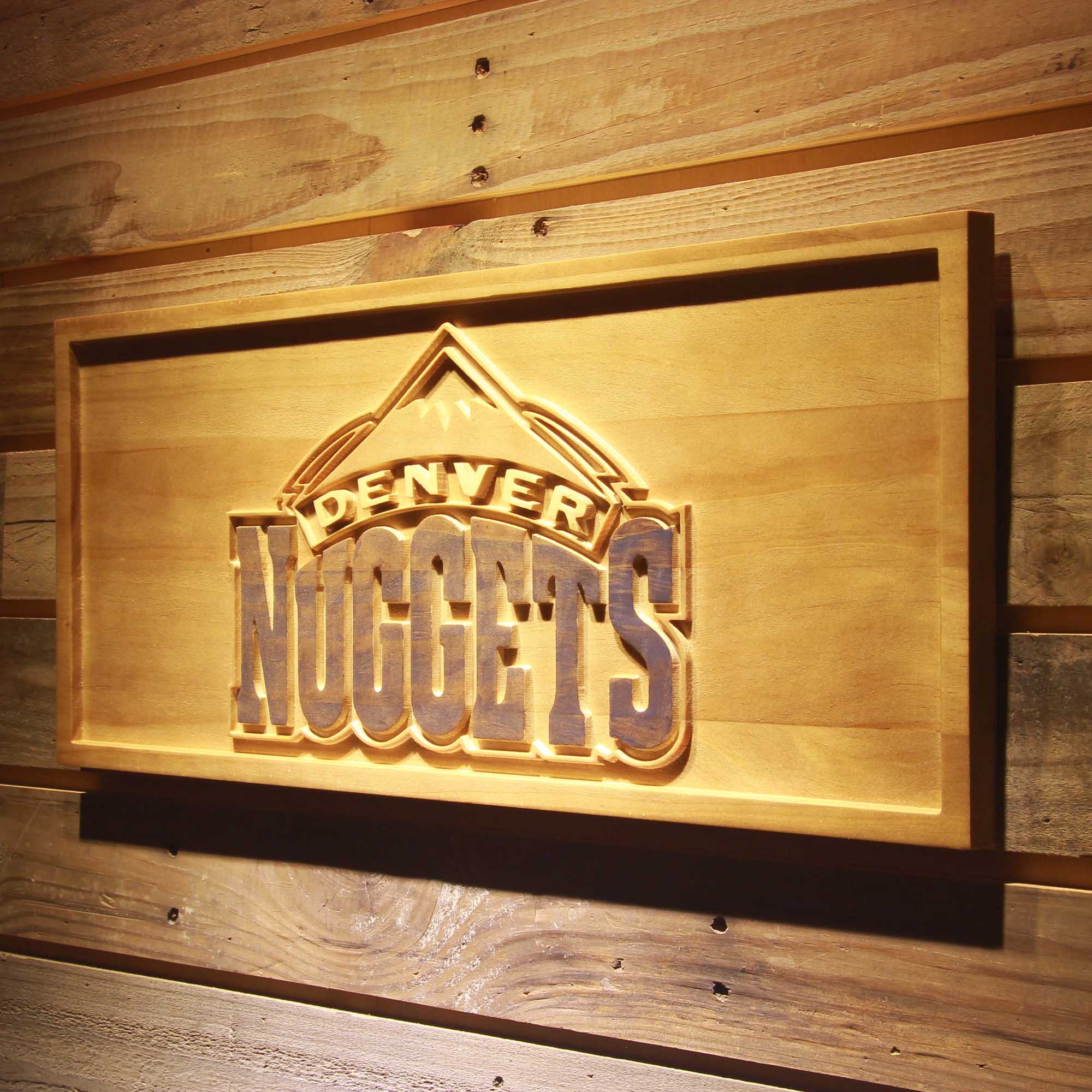 Denver Nuggets Basketball Man Cave Sport 3D Wooden Engrave Sign