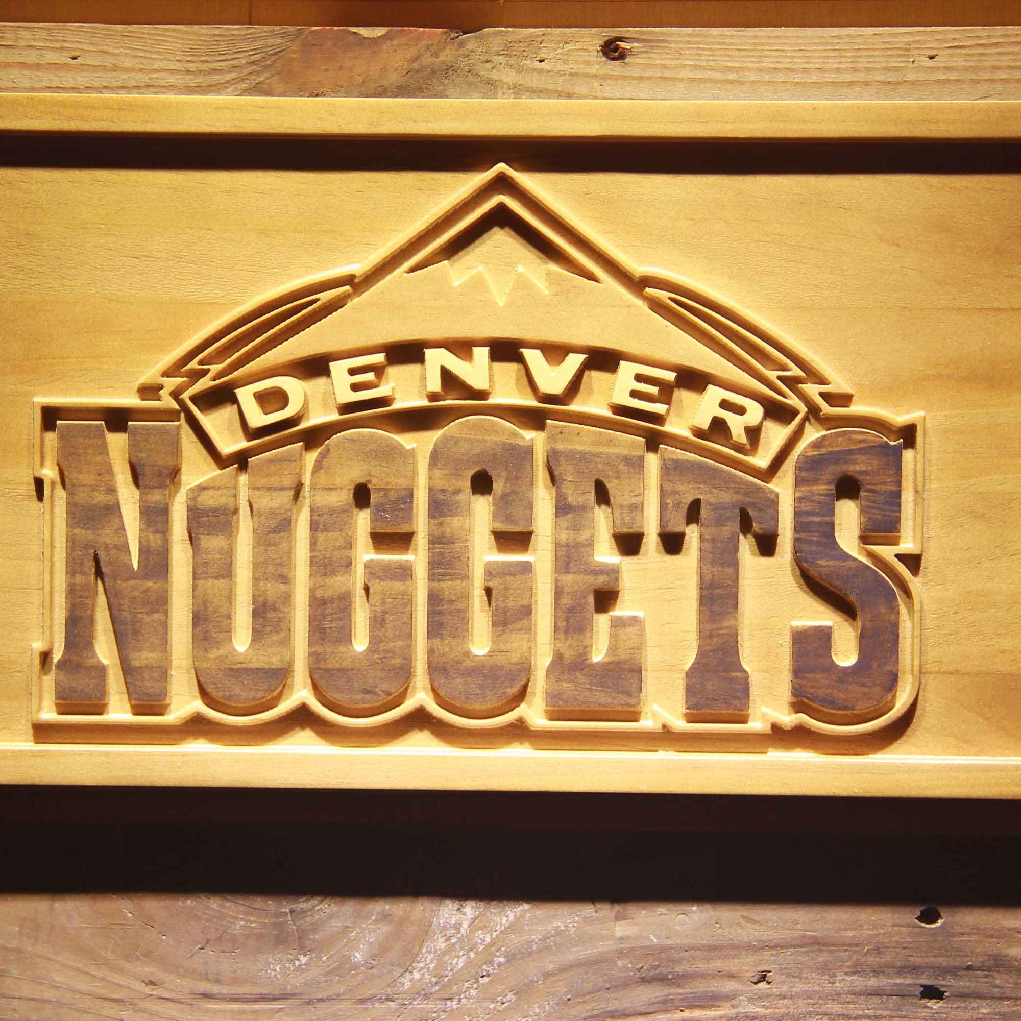 Denver Nuggets Basketball Man Cave Sport 3D Wooden Engrave Sign