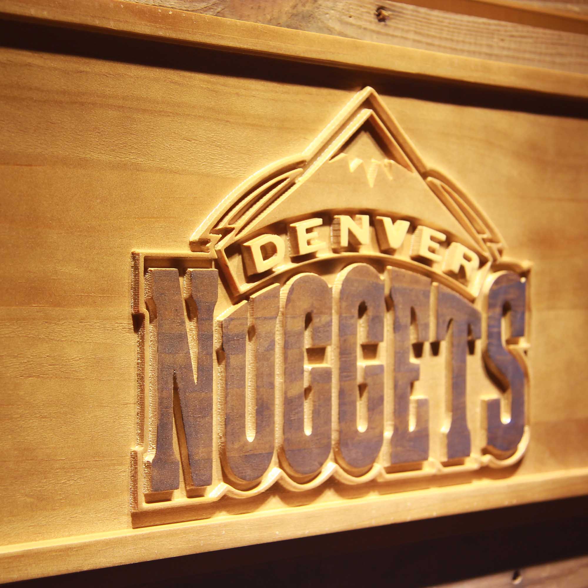 Denver Nuggets Basketball Man Cave Sport 3D Wooden Engrave Sign