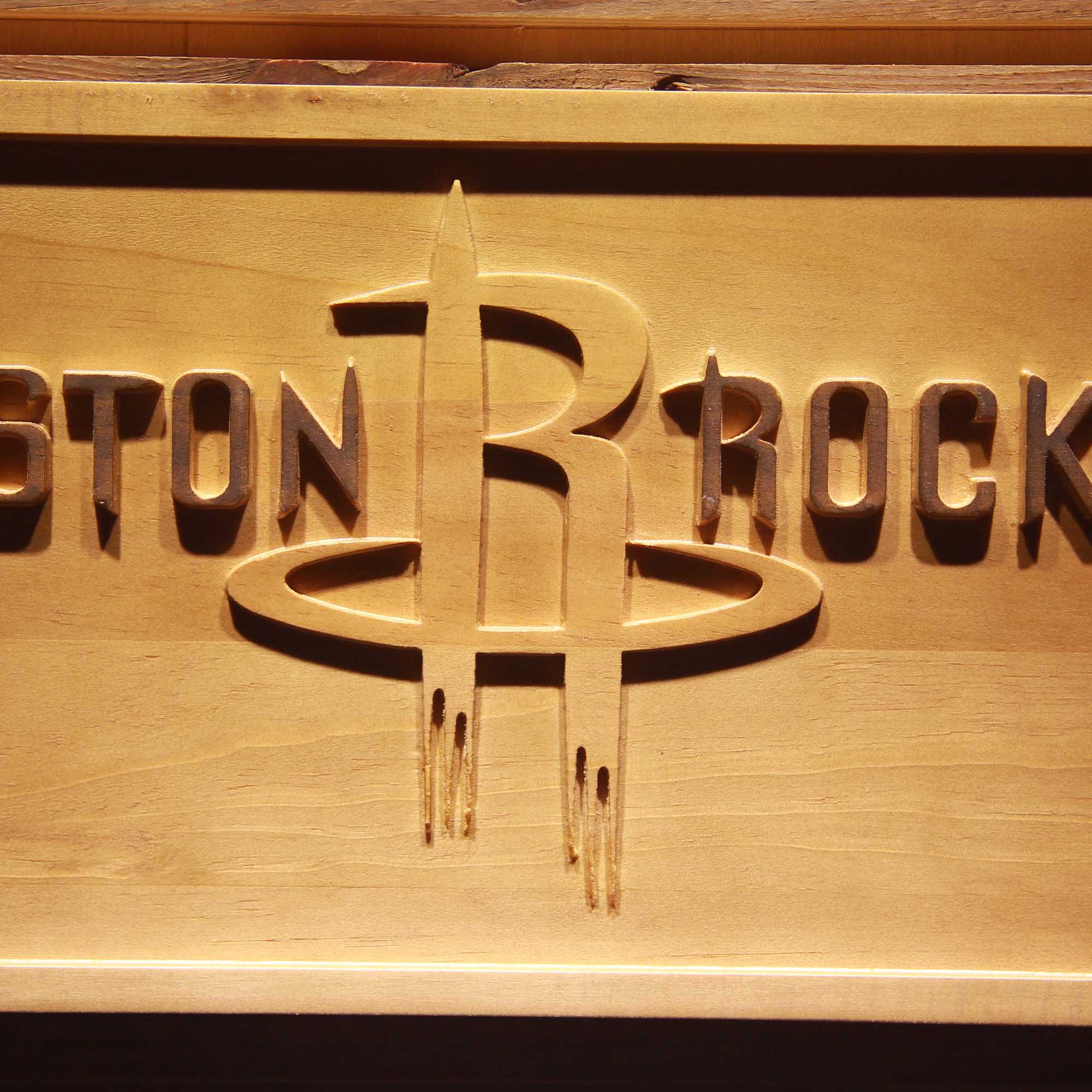 Houston Rockets Basketball Man Cave Sport 3D Wooden Engrave Sign