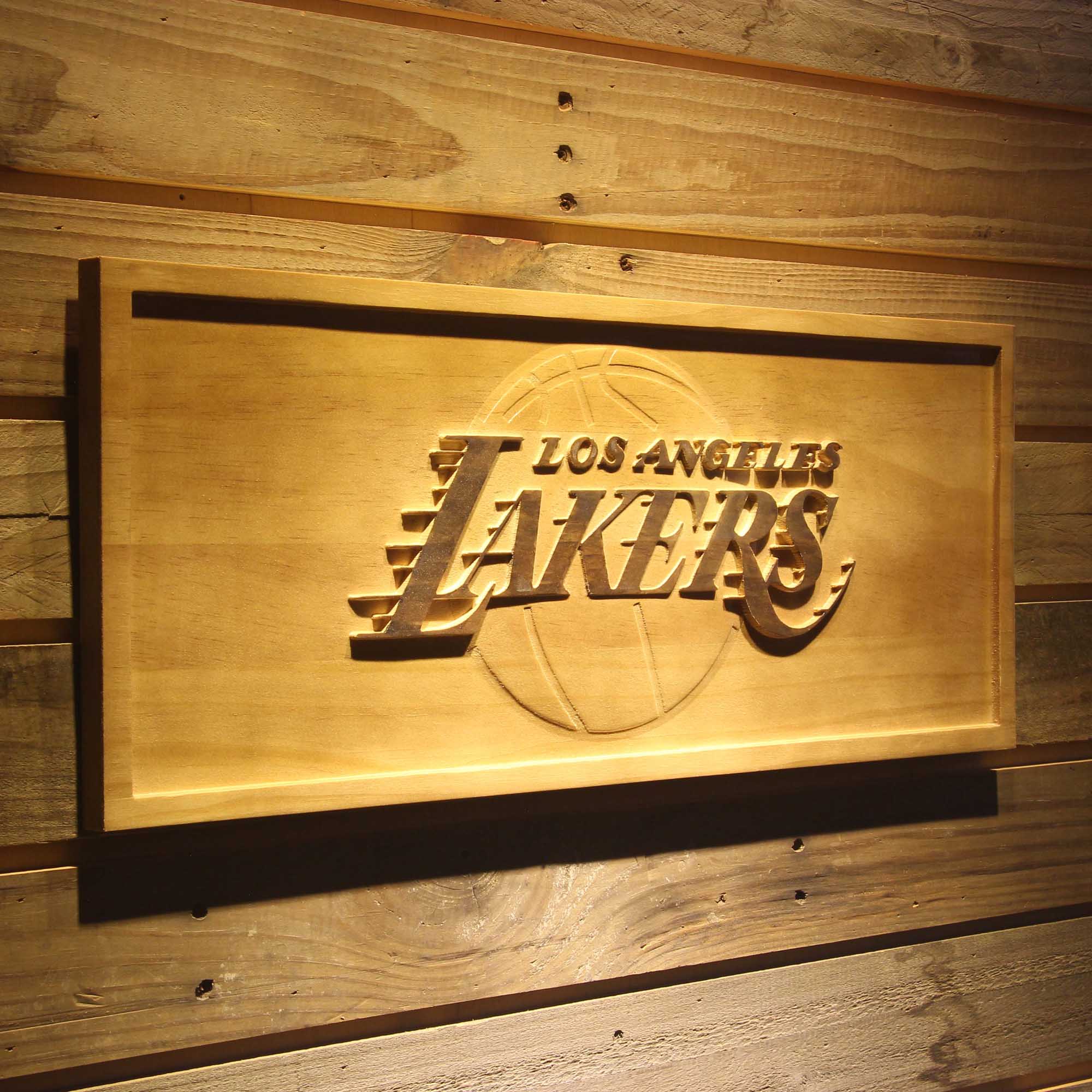 Los Angeles Lakers Basketball Man Cave Sport 3D Wooden Engrave Sign