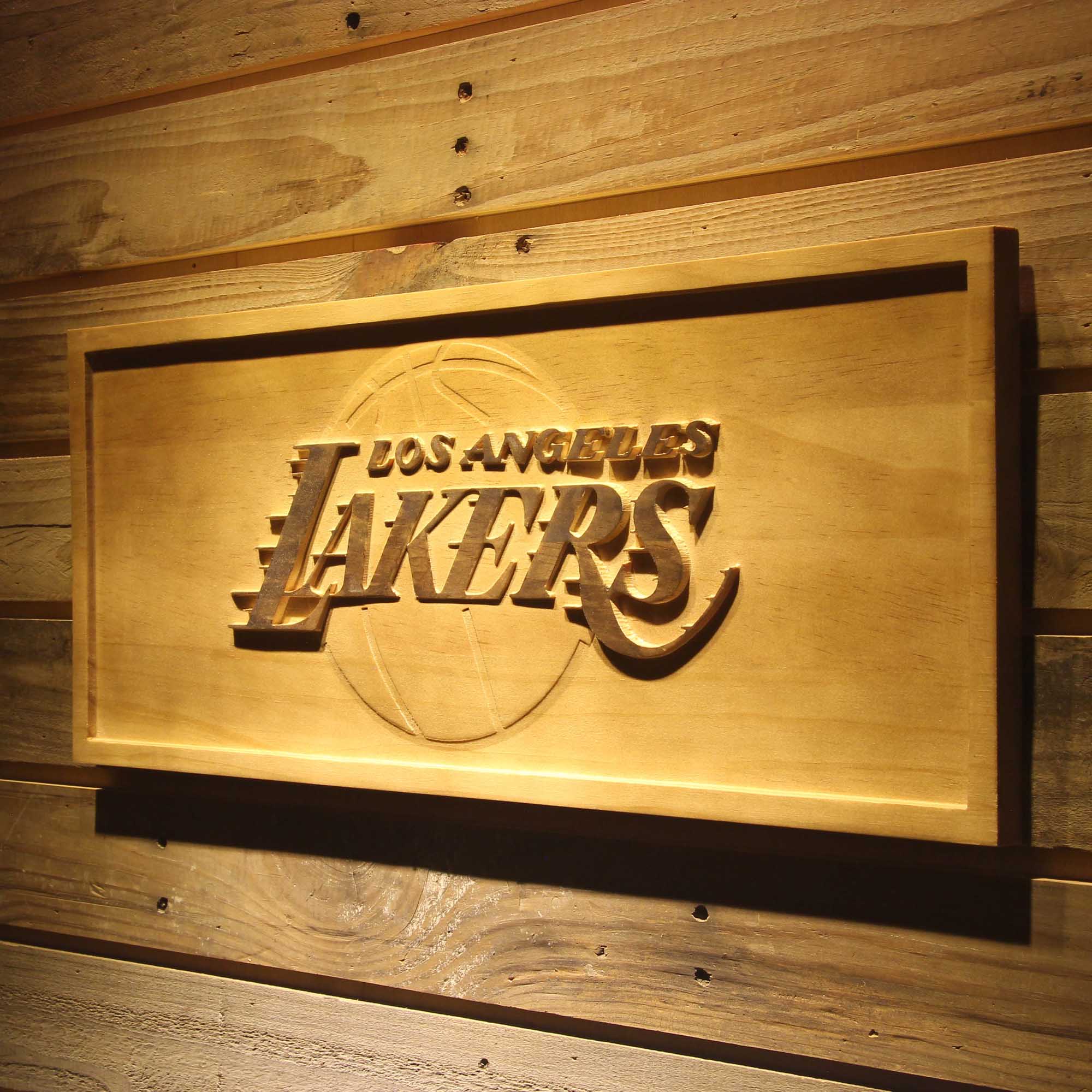 Los Angeles Lakers Basketball Man Cave Sport 3D Wooden Engrave Sign