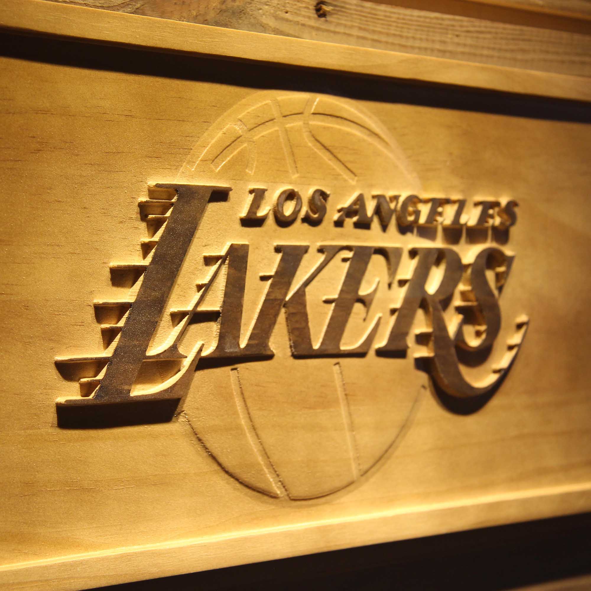 Los Angeles Lakers Basketball Man Cave Sport 3D Wooden Engrave Sign