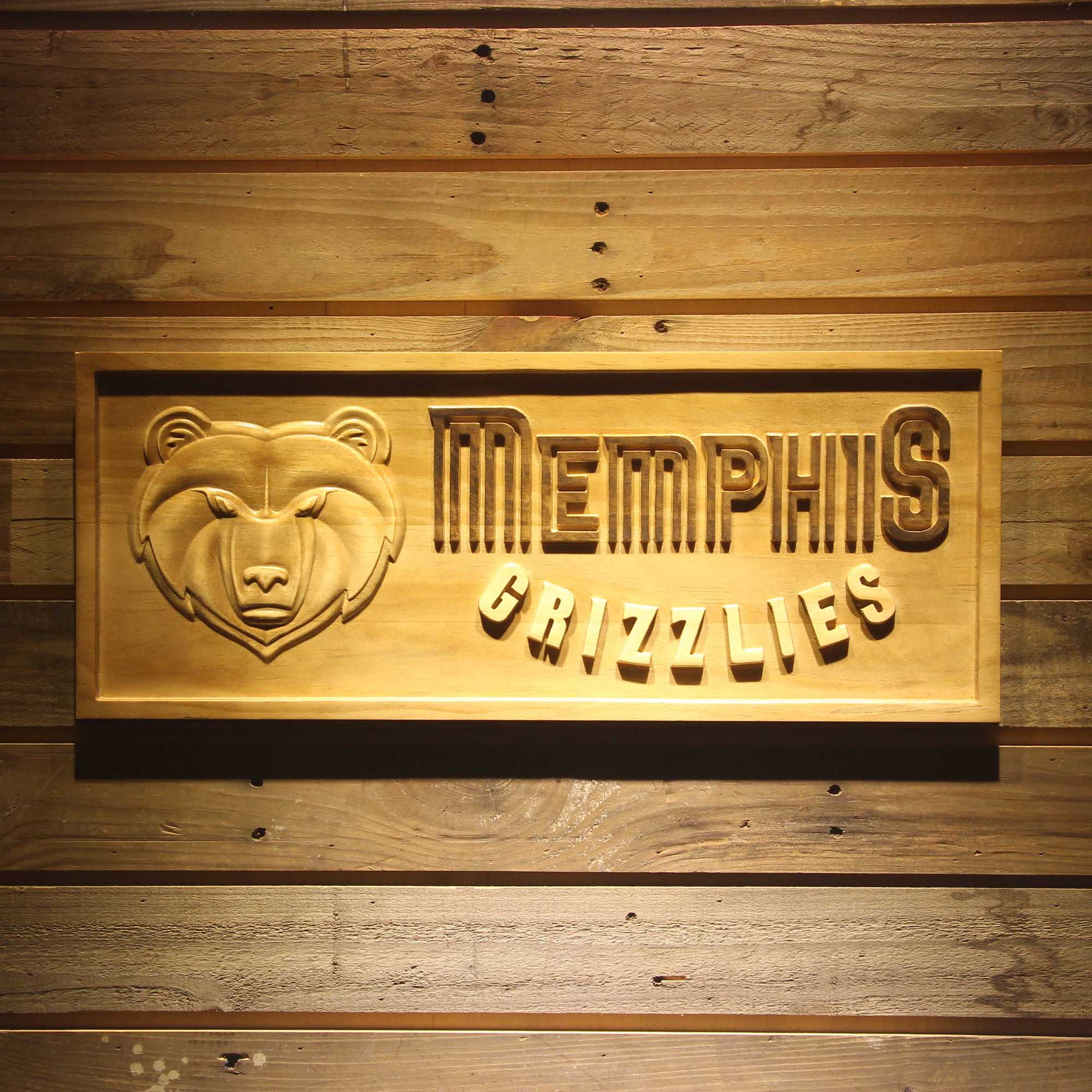 Memphis Grizzlies Basketball Man Cave Sport 3D Wooden Engrave Sign