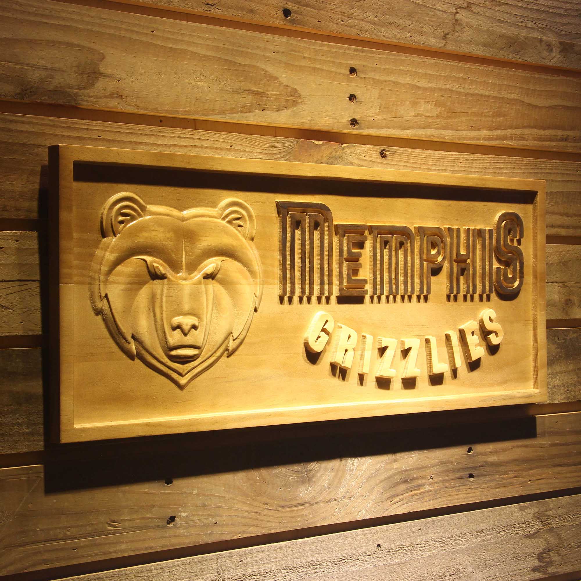 Memphis Grizzlies Basketball Man Cave Sport 3D Wooden Engrave Sign