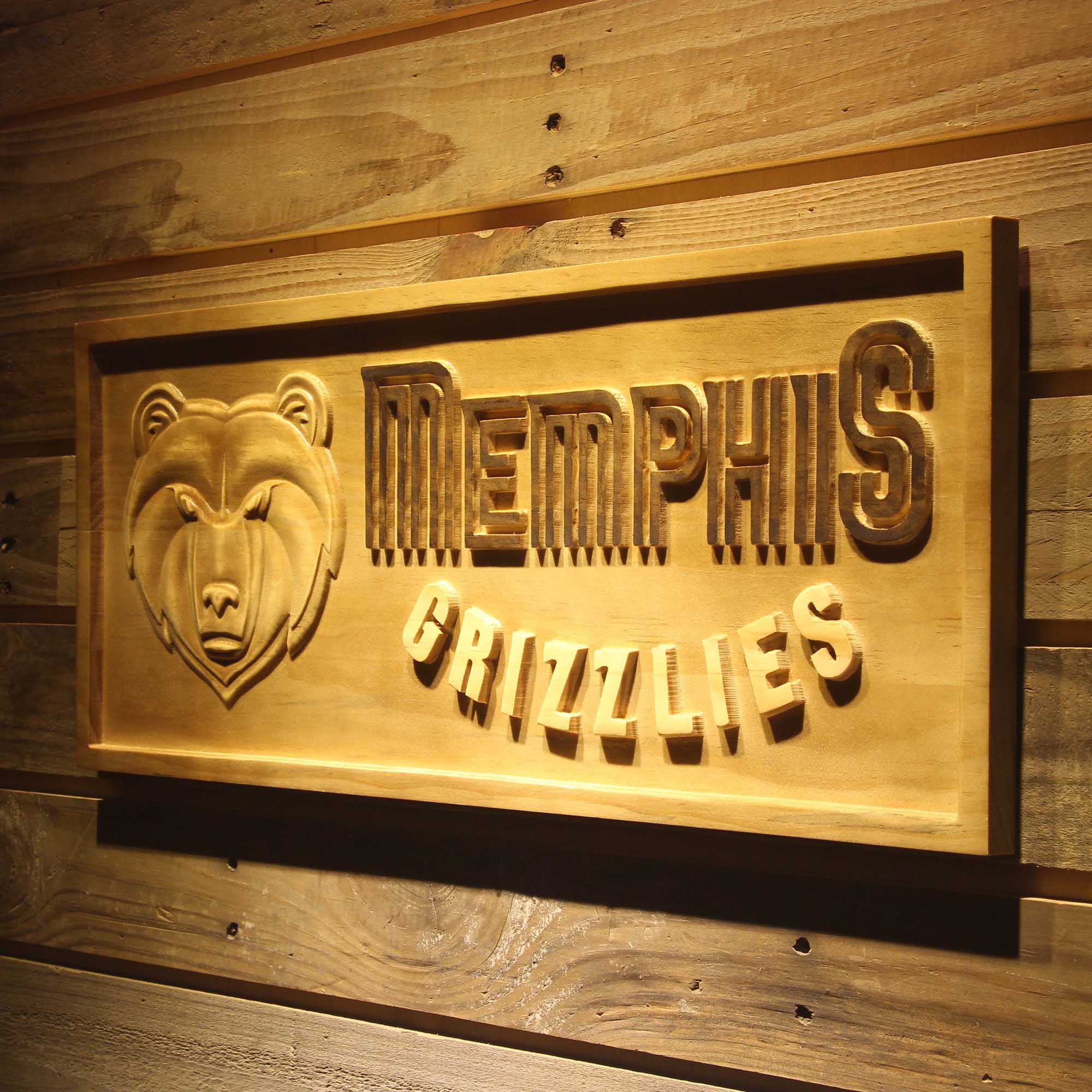 Memphis Grizzlies Basketball Man Cave Sport 3D Wooden Engrave Sign