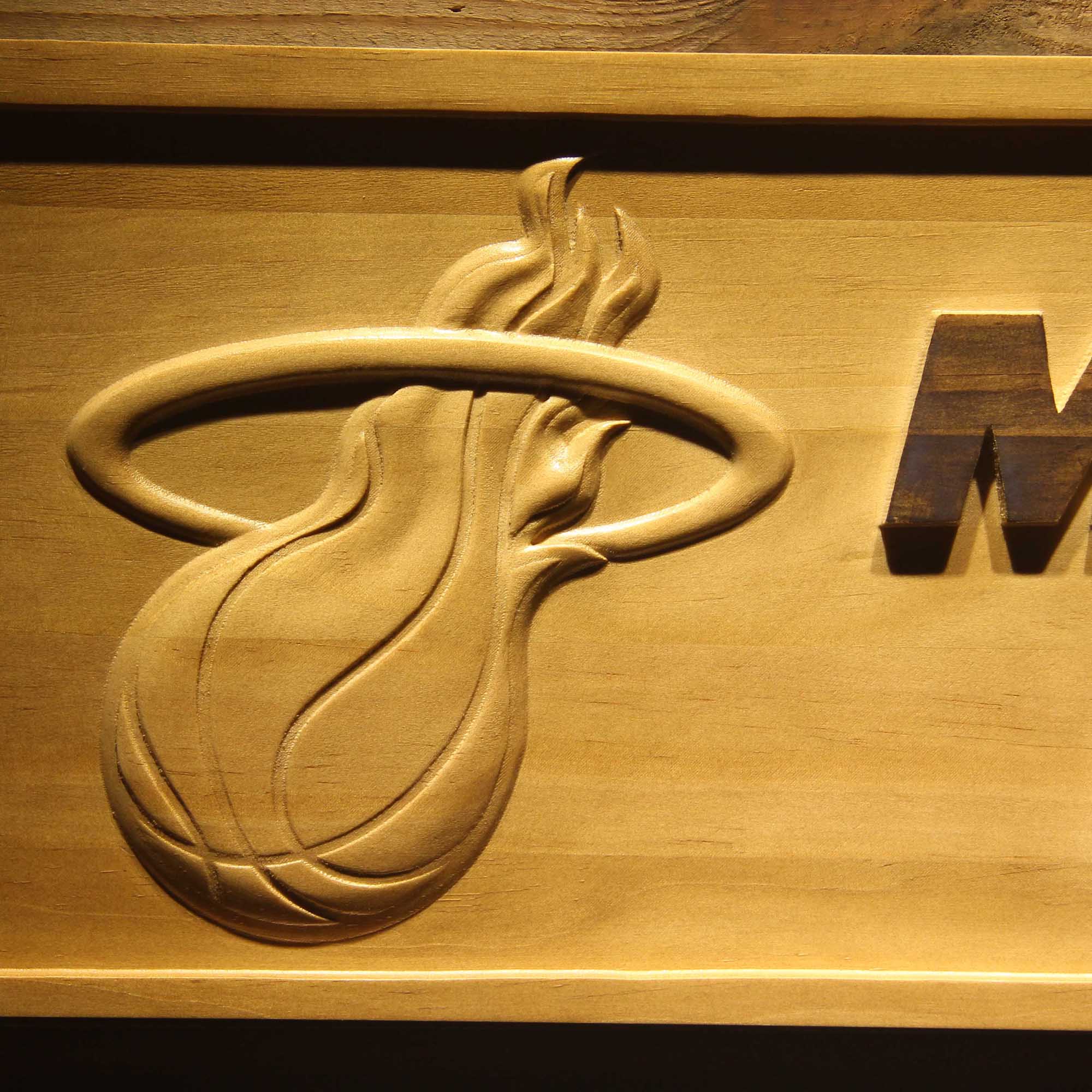 Miami Heat Basketball Man Cave Sport 3D Wooden Engrave Sign