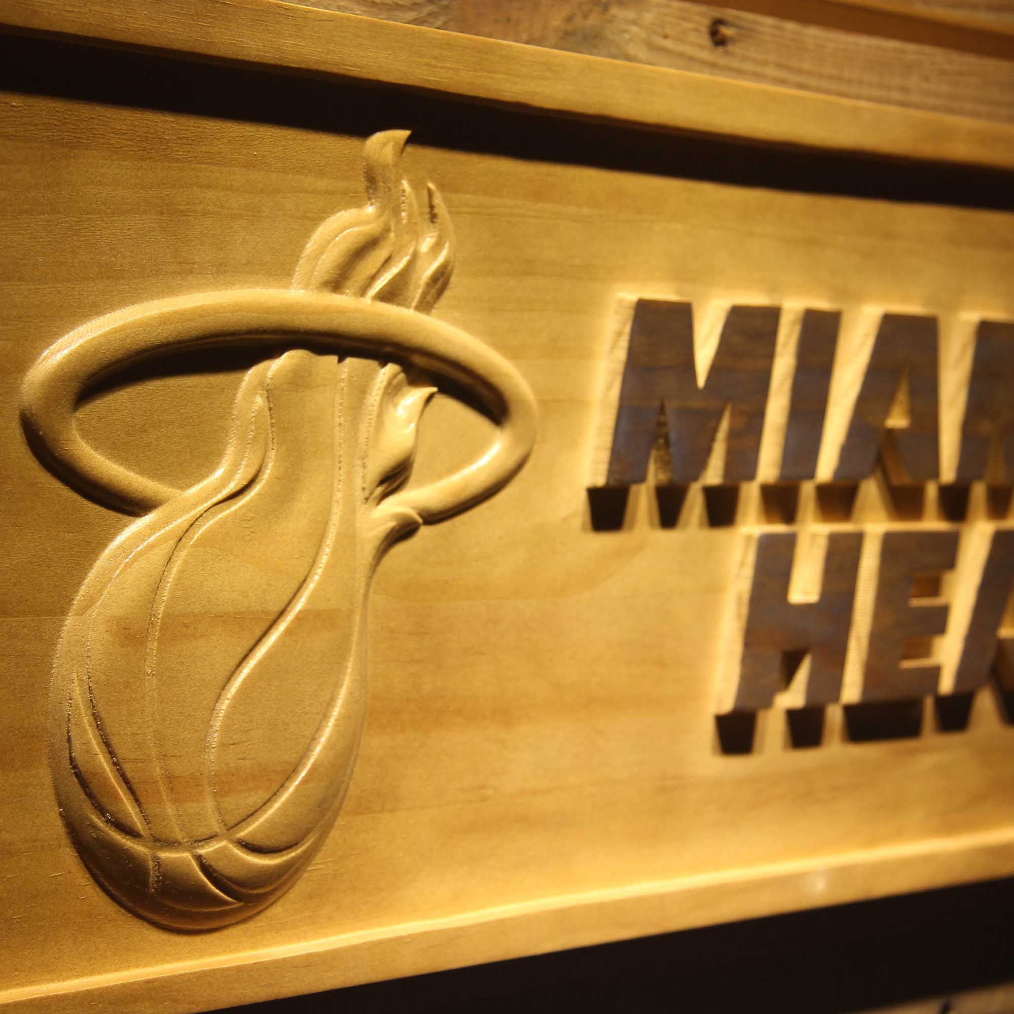 Miami Heat Basketball Man Cave Sport 3D Wooden Engrave Sign