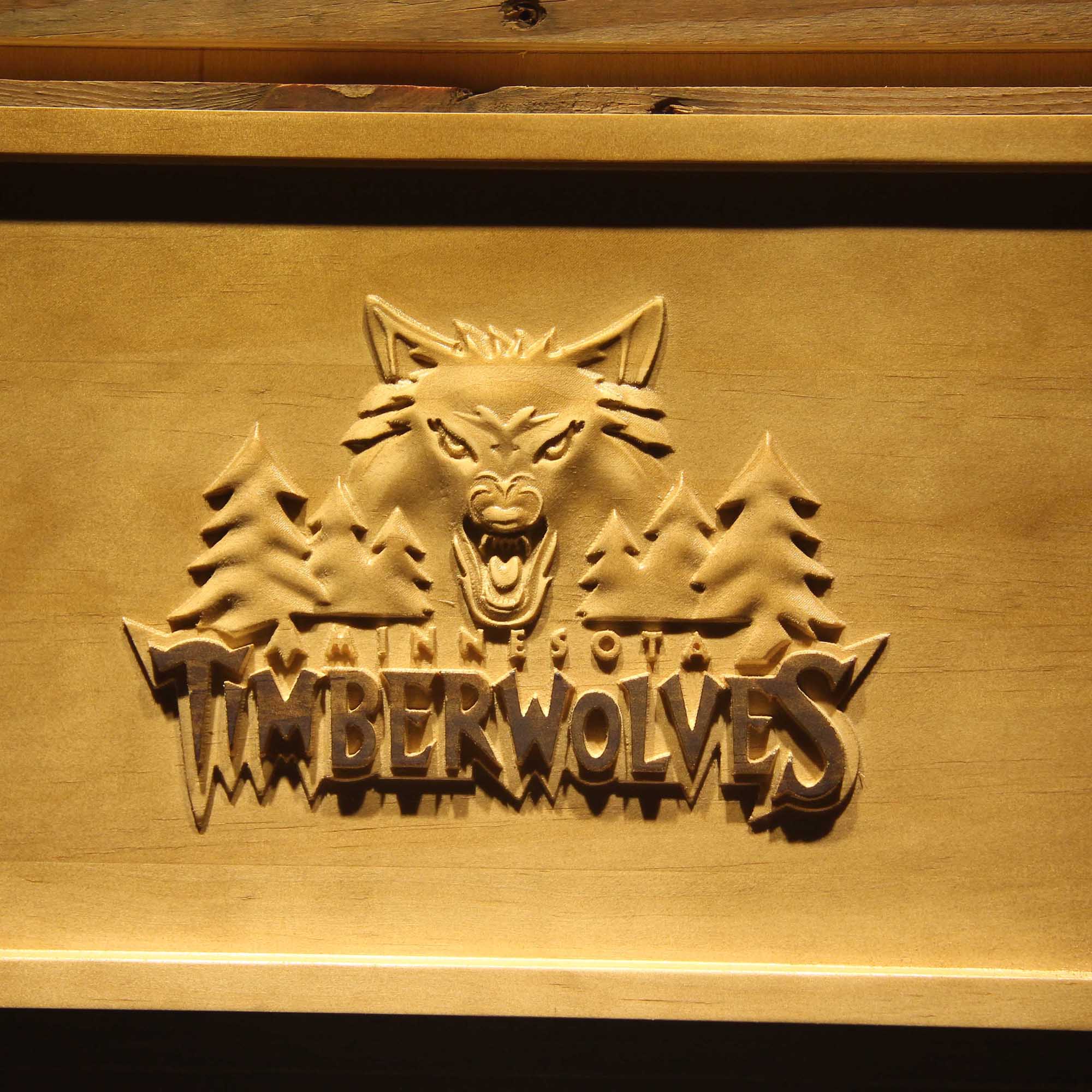 Minnesota Timberwolves Basketball Man Cave Sport 3D Wooden Engrave Sign