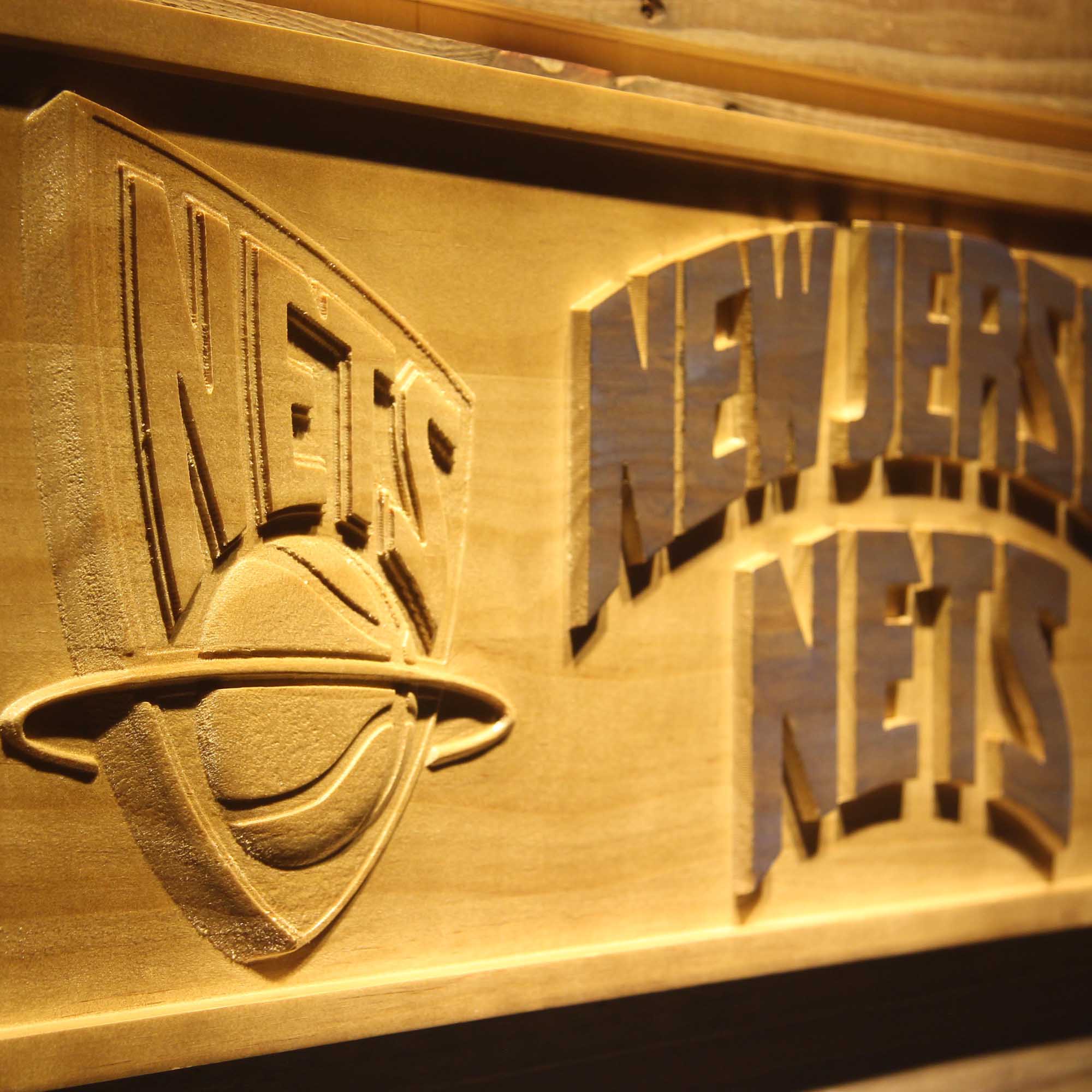 New Jersey Nets Basketball Man Cave Sport 3D Wooden Engrave Sign