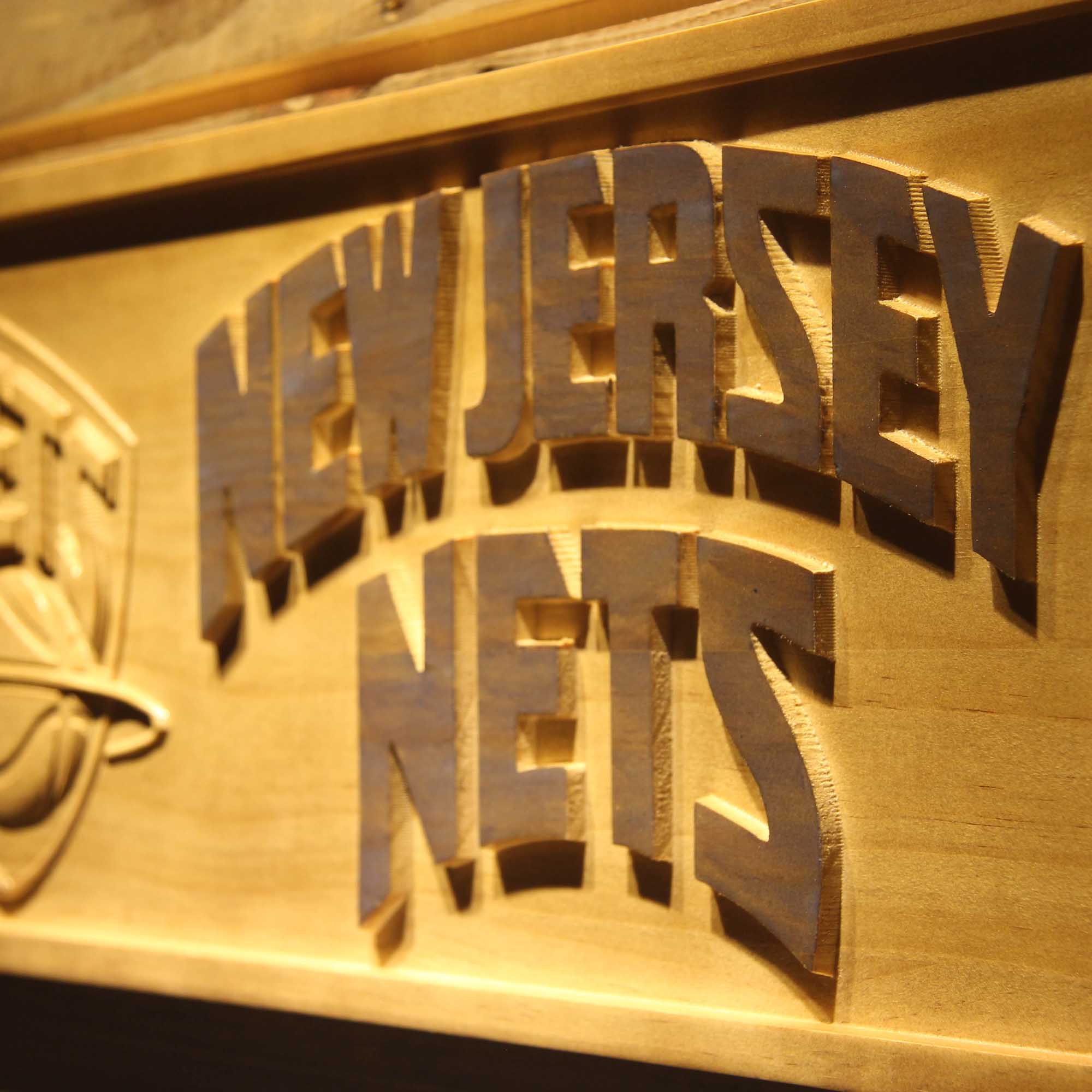 New Jersey Nets Basketball Man Cave Sport 3D Wooden Engrave Sign