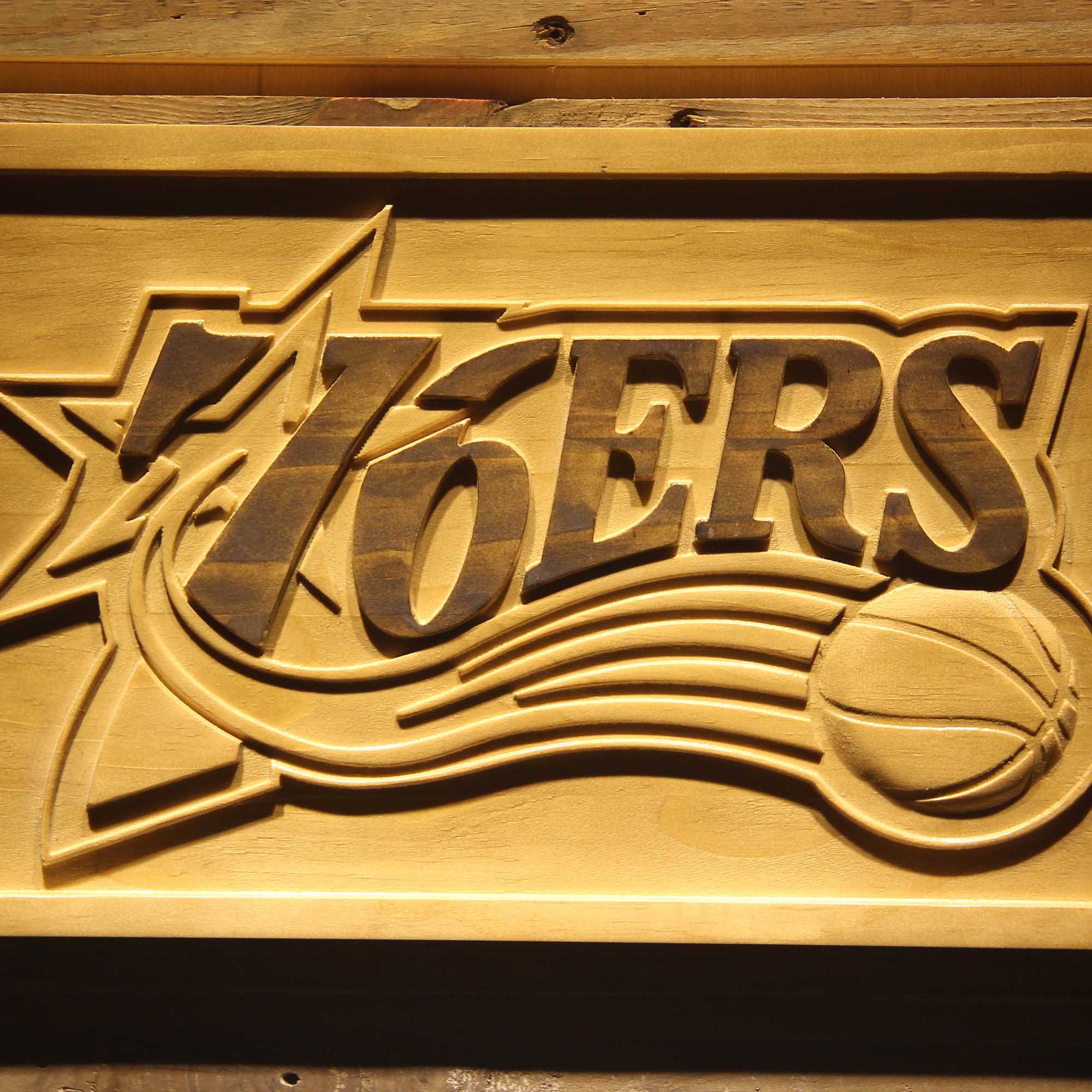 Philadelphia 76ers Basketball Man Cave Sport 3D Wooden Engrave Sign