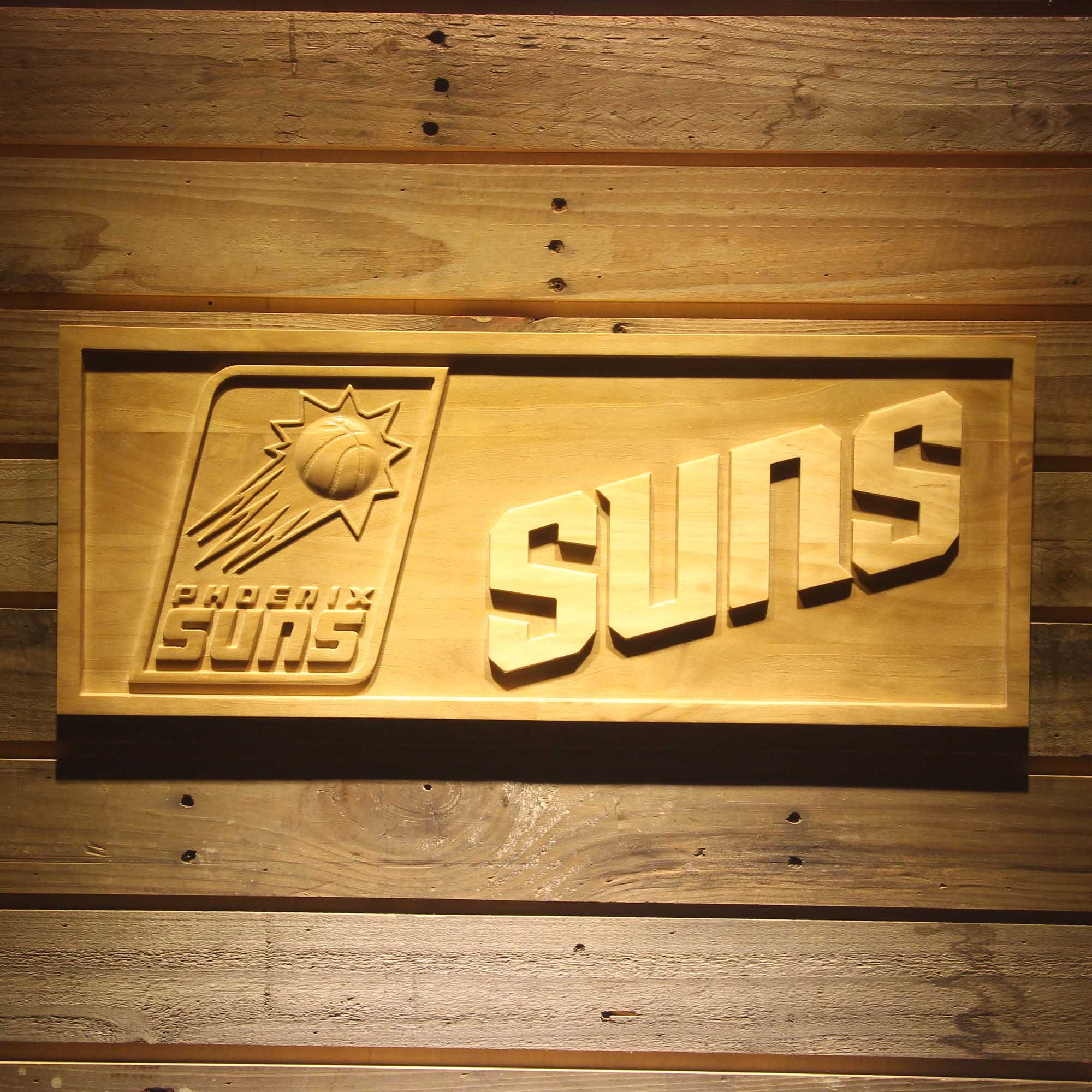 Phoenix Suns Basketball Man Cave Sport 3D Wooden Engrave Sign