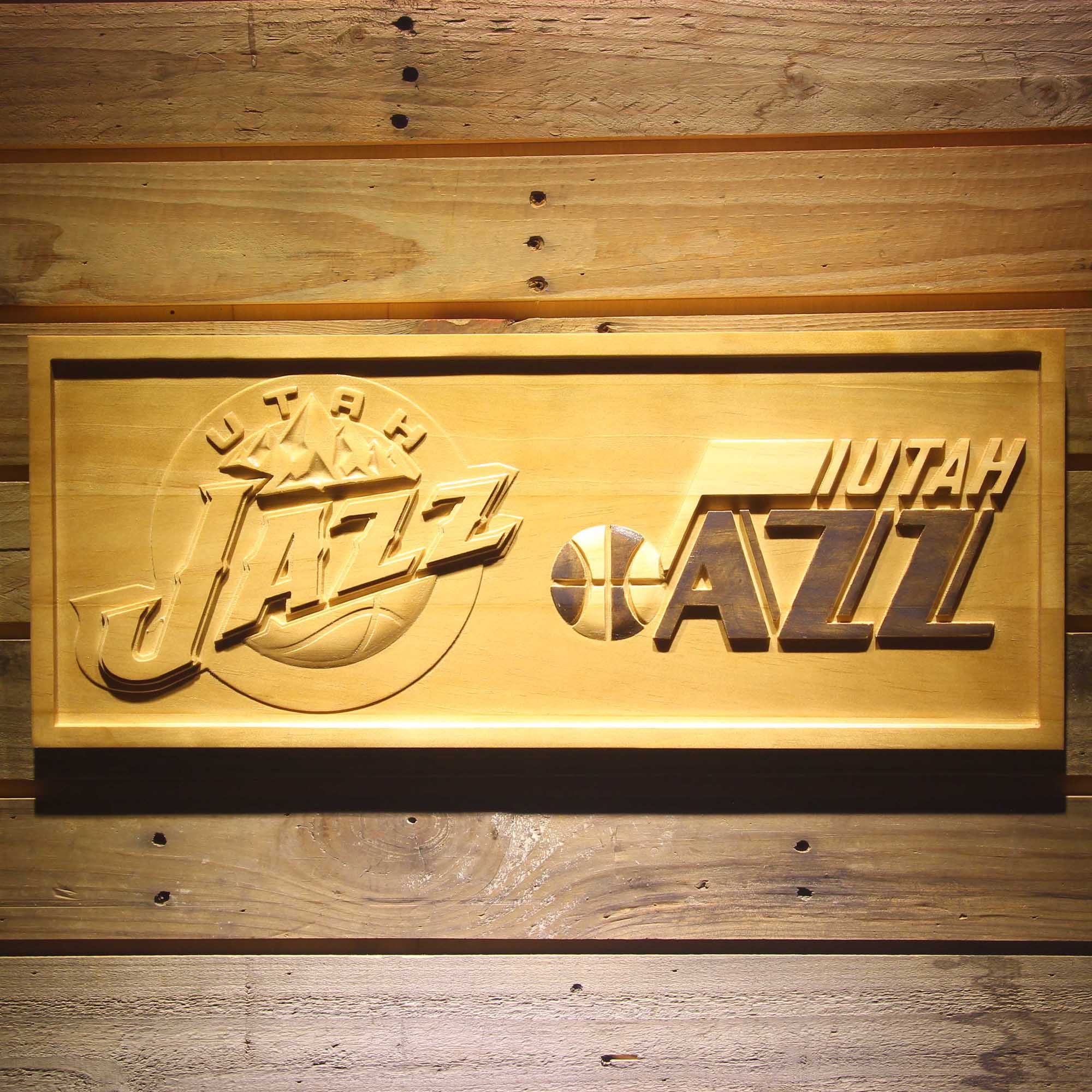 Utah Jazz Basketball Man Cave Sport 3D Wooden Engrave Sign