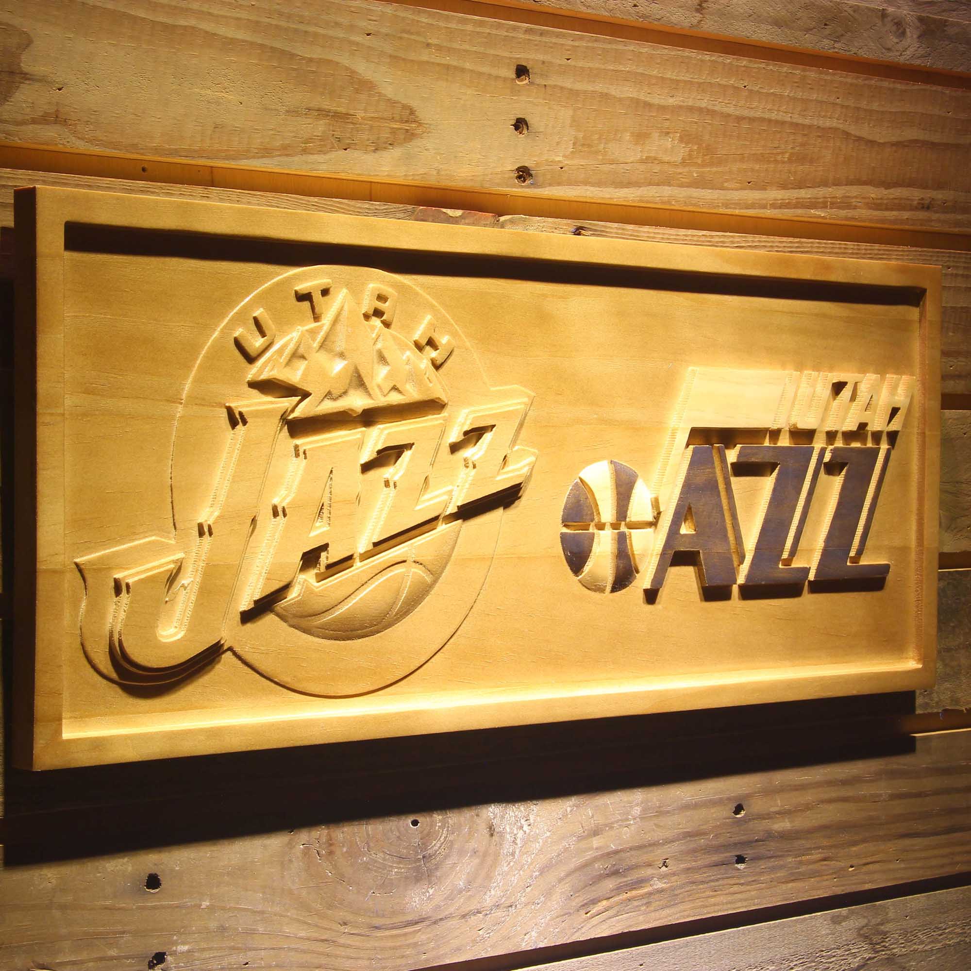 Utah Jazz Basketball Man Cave Sport 3D Wooden Engrave Sign