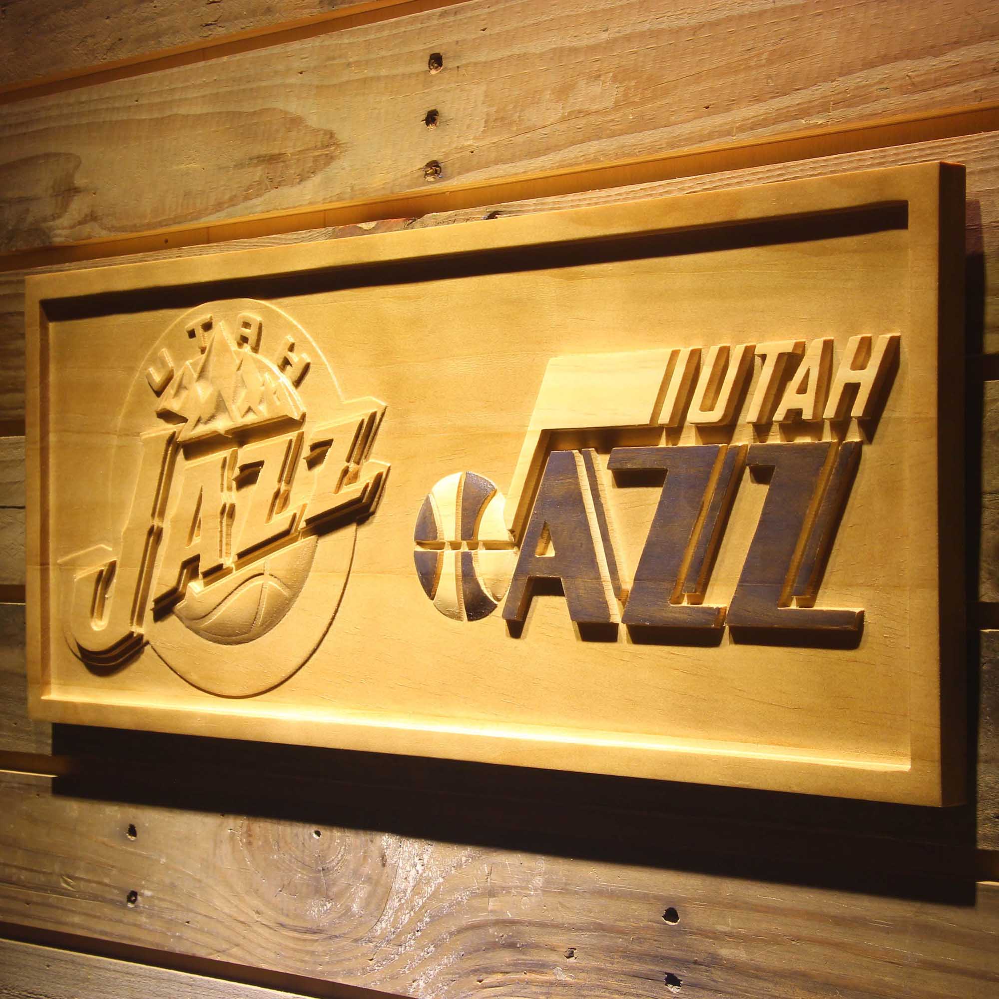 Utah Jazz Basketball Man Cave Sport 3D Wooden Engrave Sign