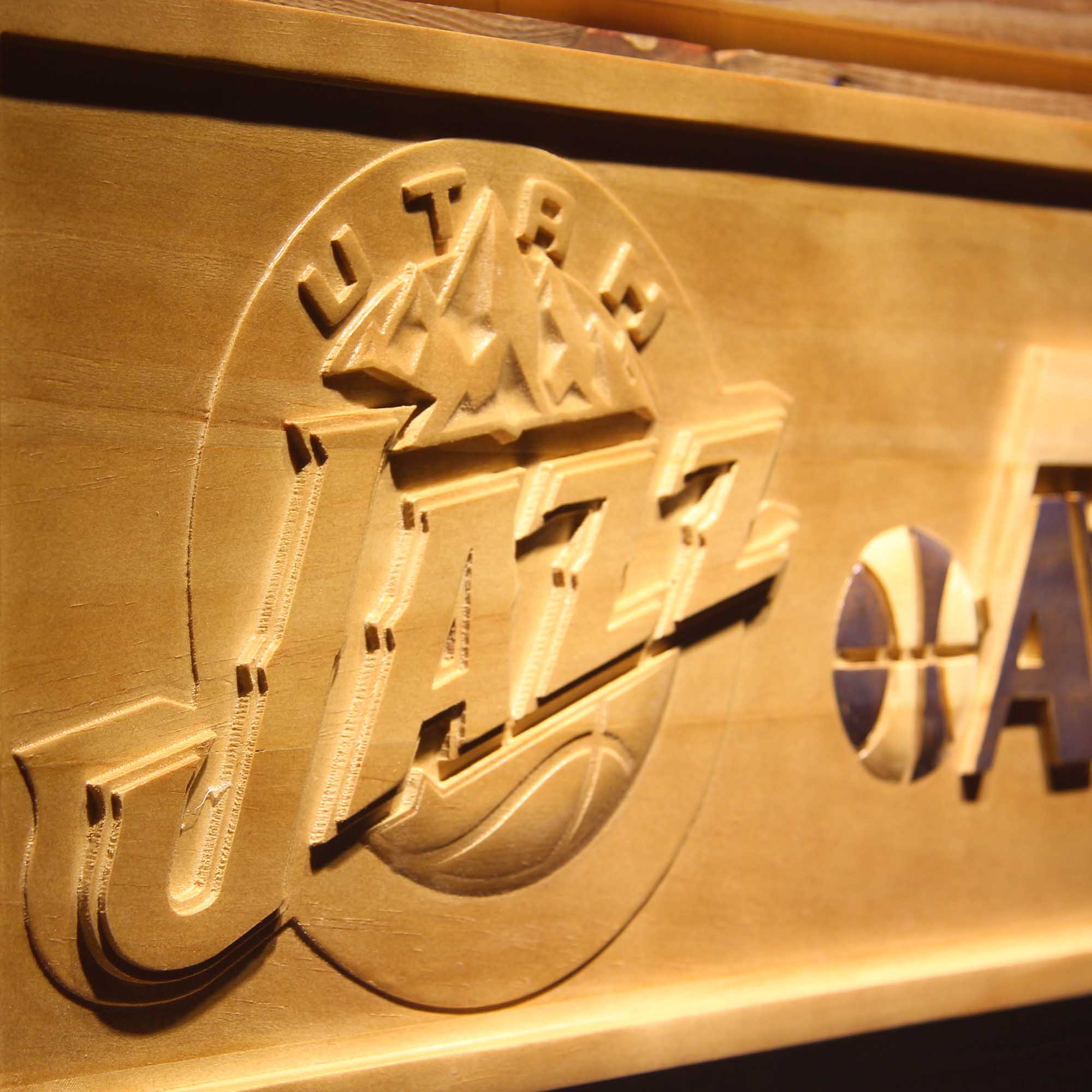 Utah Jazz Basketball Man Cave Sport 3D Wooden Engrave Sign