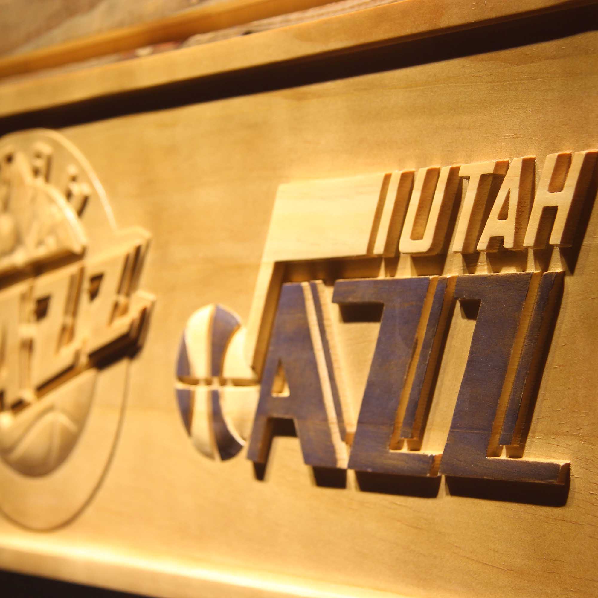 Utah Jazz Basketball Man Cave Sport 3D Wooden Engrave Sign