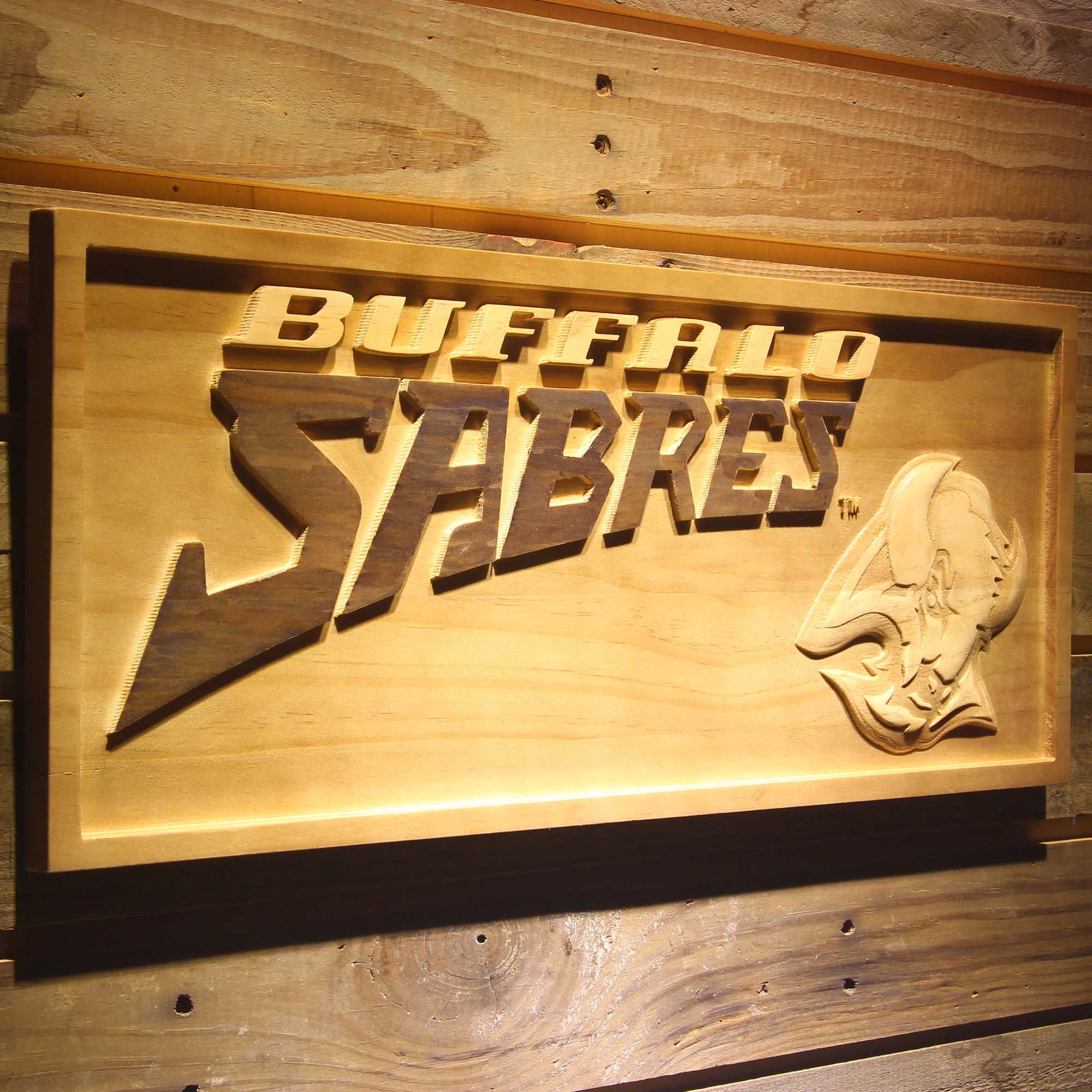 Buffalo Sabres Hockey Man Cave Sport 3D Wooden Engrave Sign