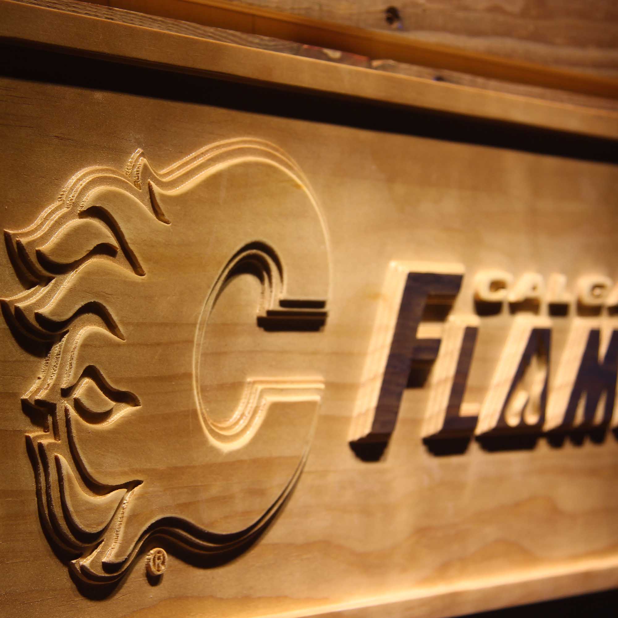 Calgary Flames Hockey Man Cave Sport 3D Wooden Engrave Sign