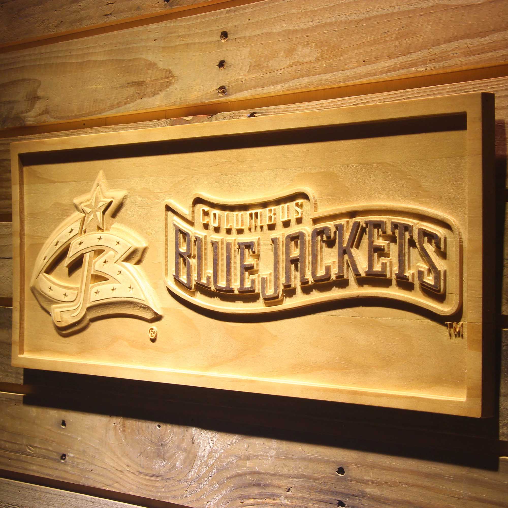 Columbus Jackets Hockey Man Cave Sport 3D Wooden Engrave Sign