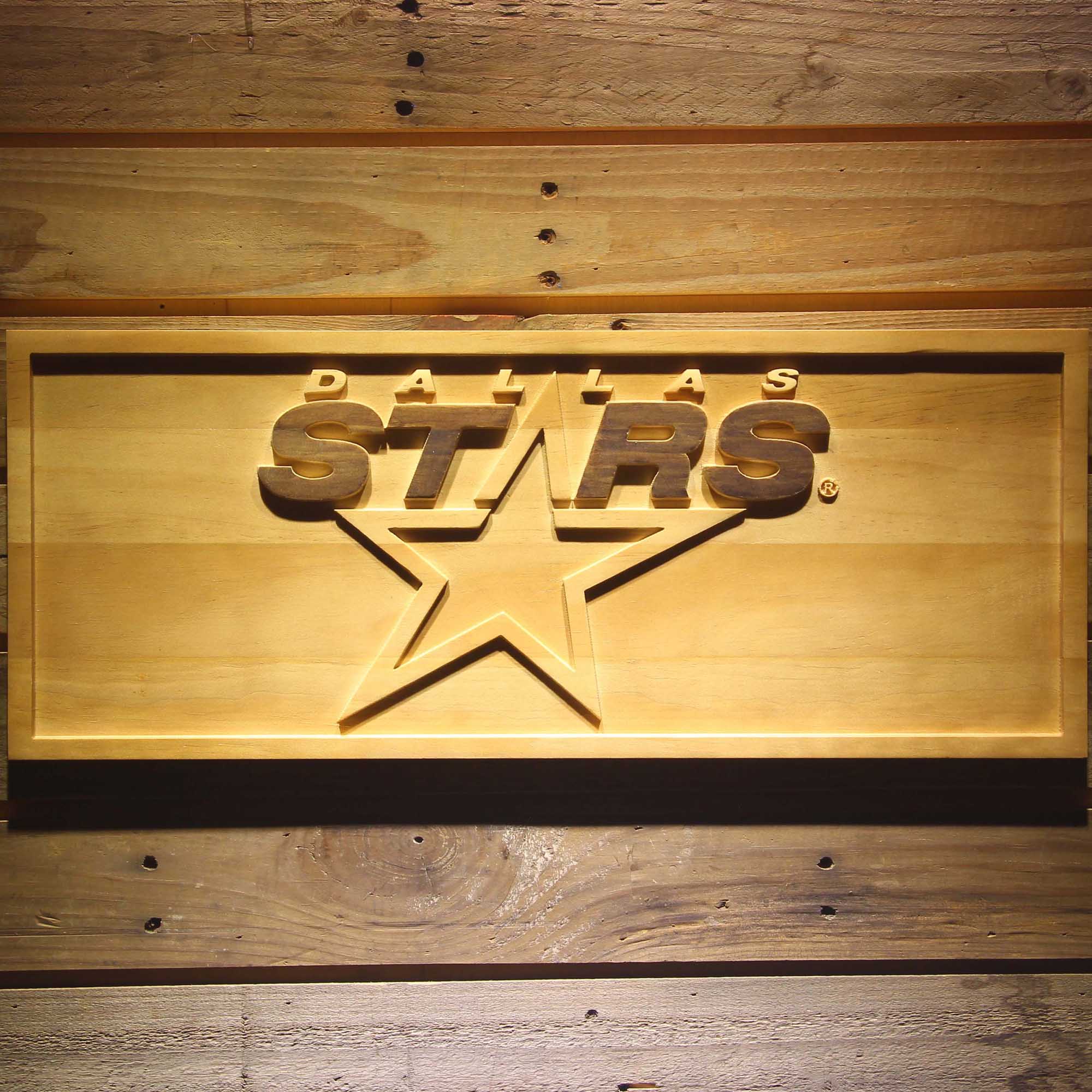 Dallas Stars Hockey Man Cave Sport 3D Wooden Engrave Sign