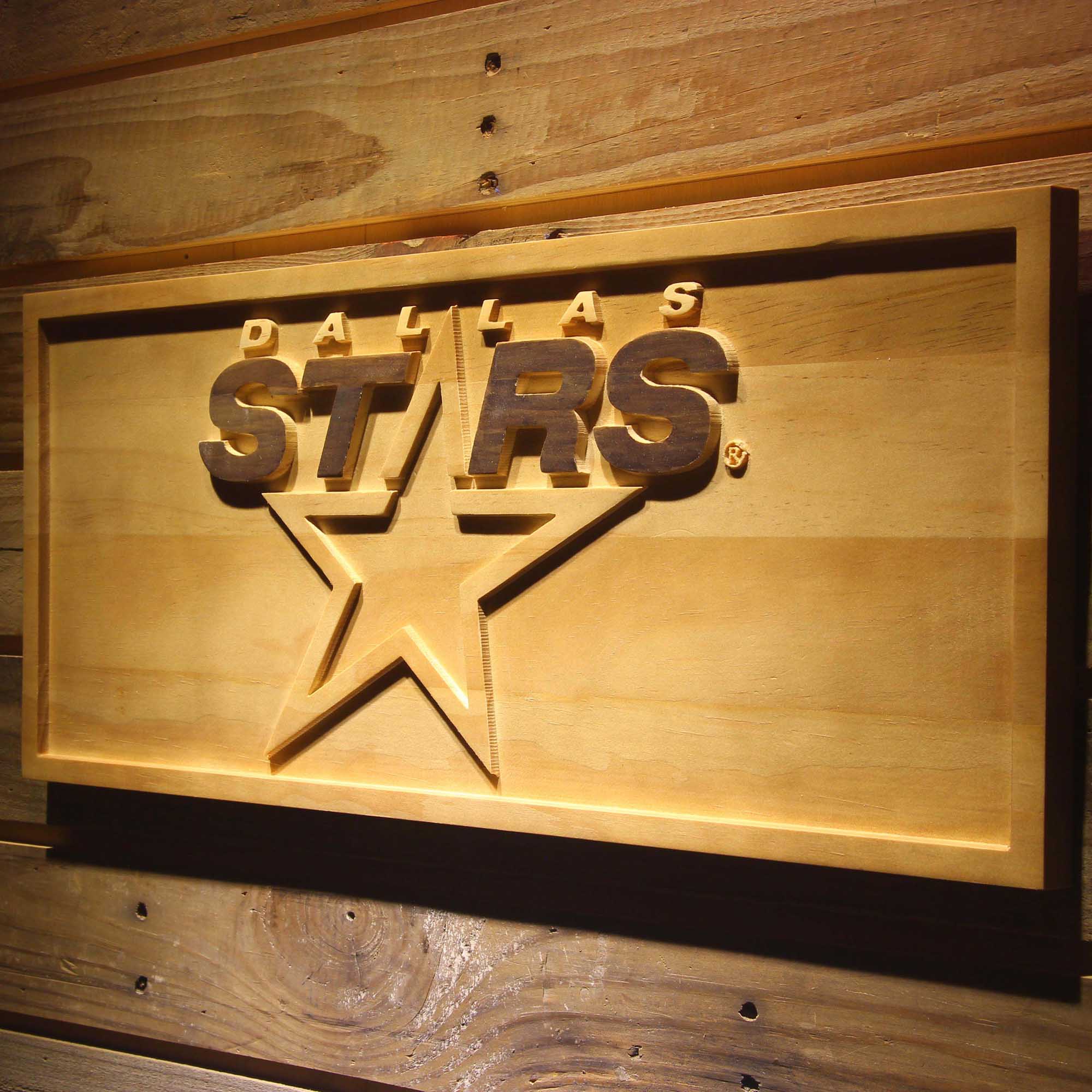 Dallas Stars Hockey Man Cave Sport 3D Wooden Engrave Sign