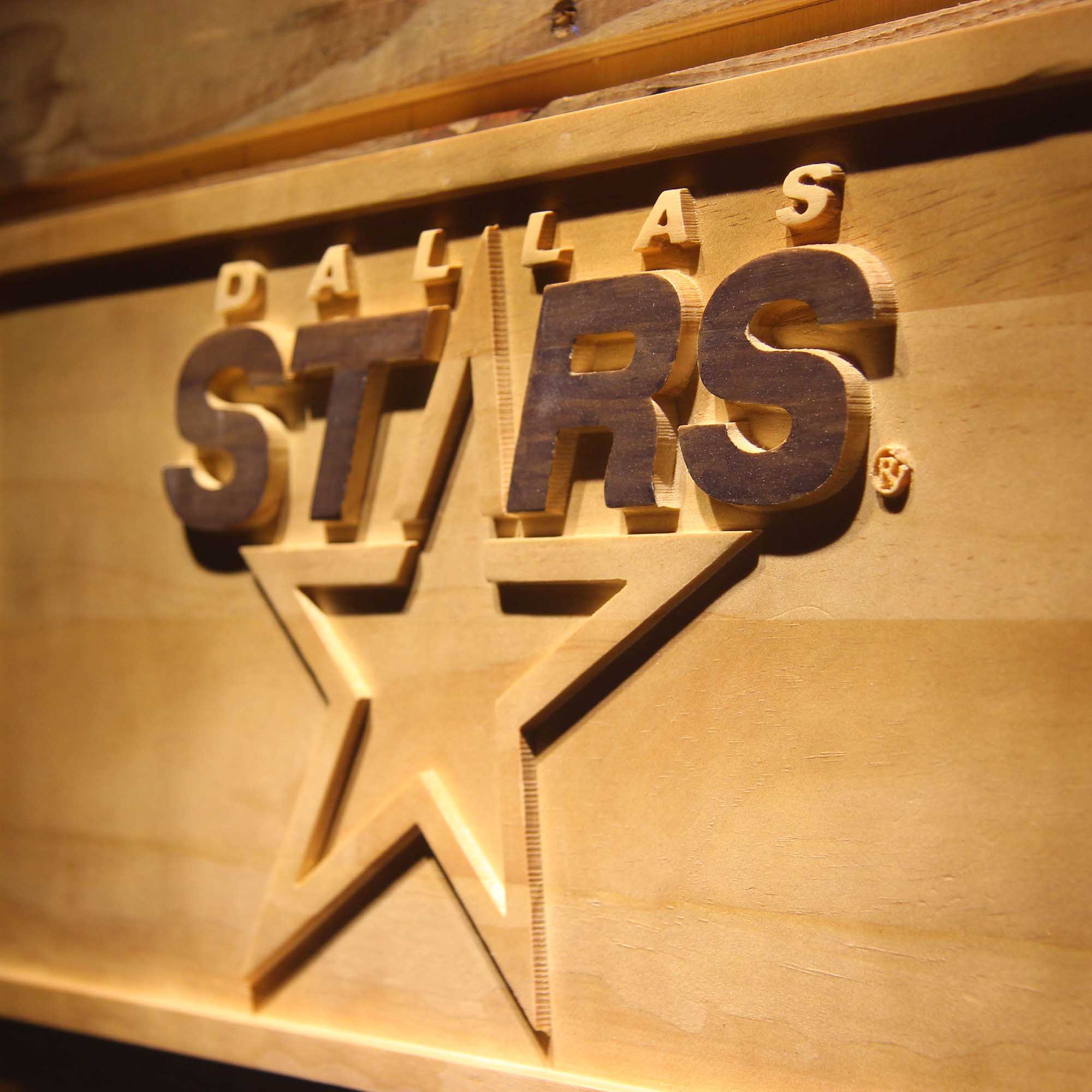 Dallas Stars Hockey Man Cave Sport 3D Wooden Engrave Sign