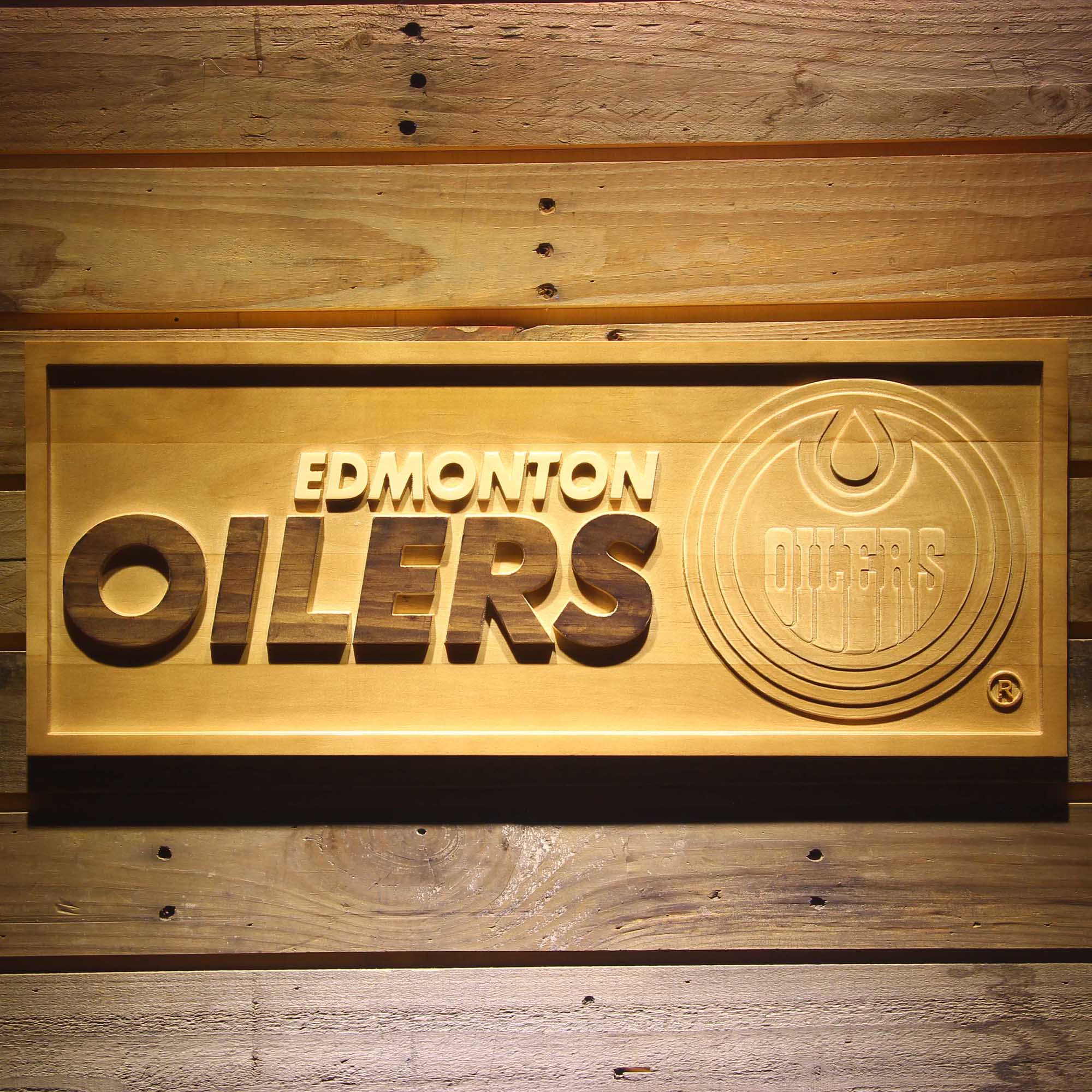 Edmonton Oilers Hockey Man Cave Sport 3D Wooden Engrave Sign