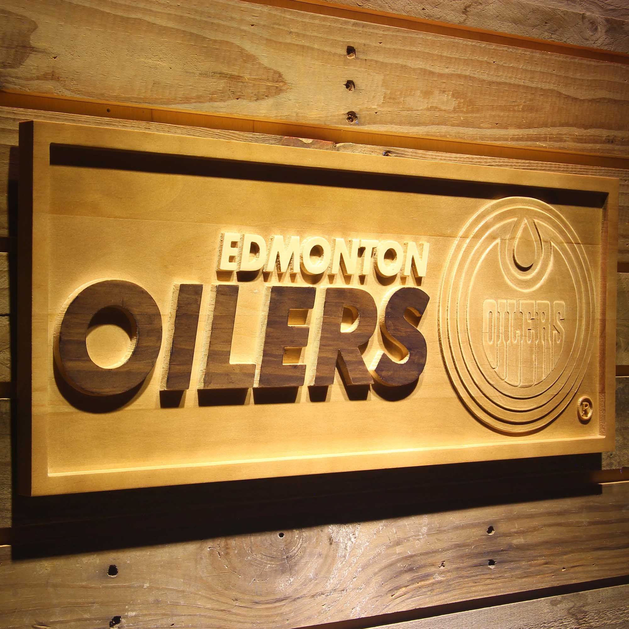 Edmonton Oilers Hockey Man Cave Sport 3D Wooden Engrave Sign