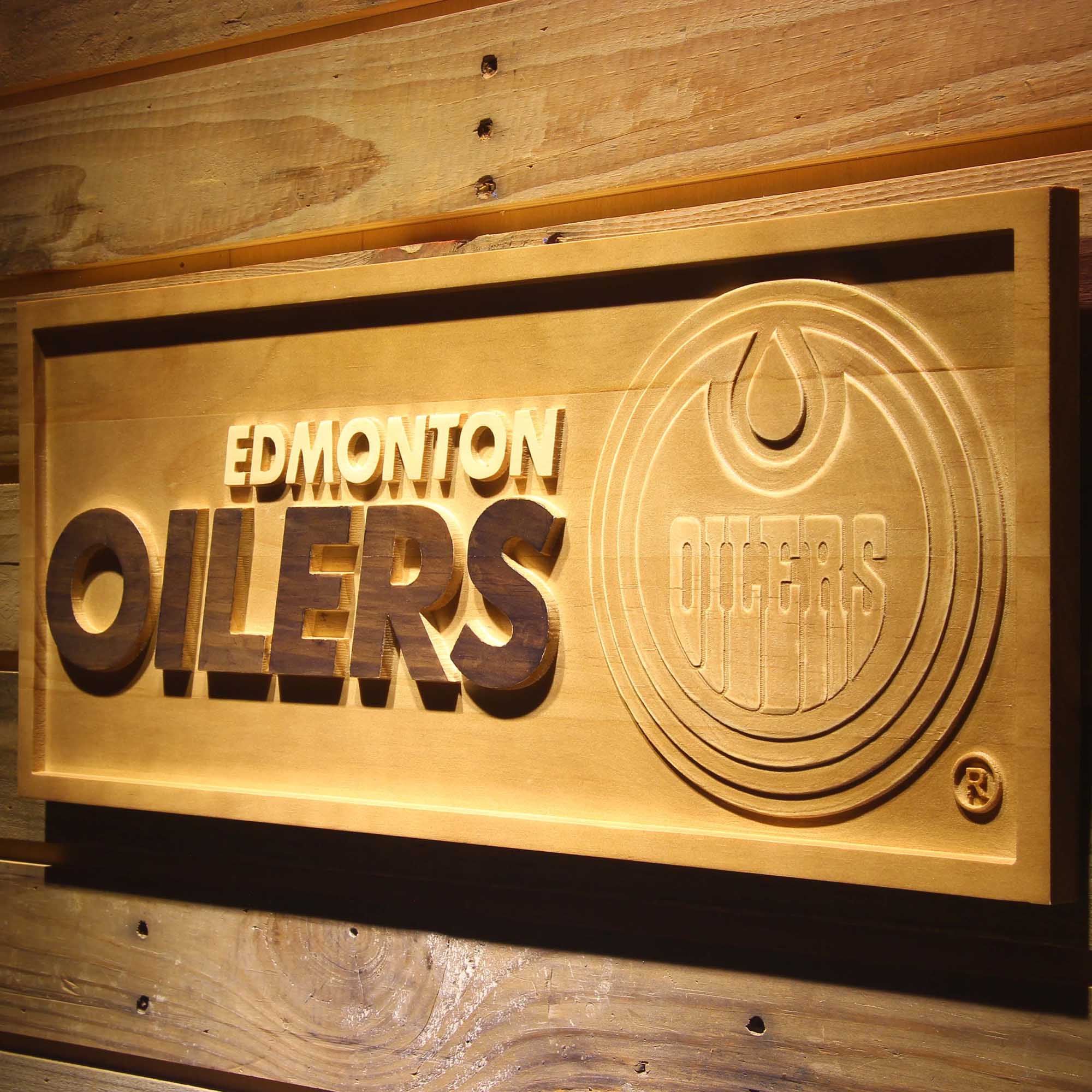 Edmonton Oilers Hockey Man Cave Sport 3D Wooden Engrave Sign