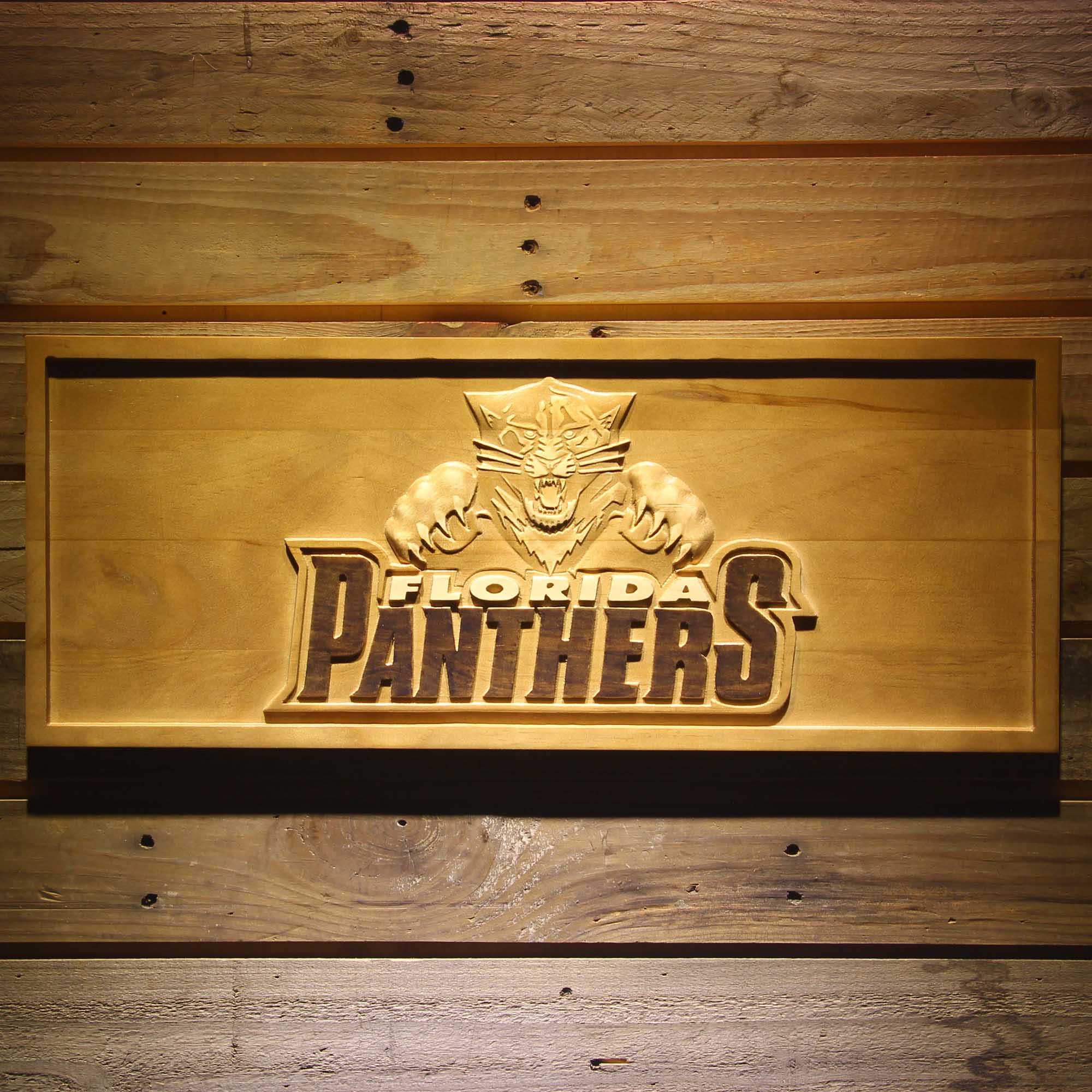 Florida Panthers Hockey Man Cave Sport 3D Wooden Engrave Sign