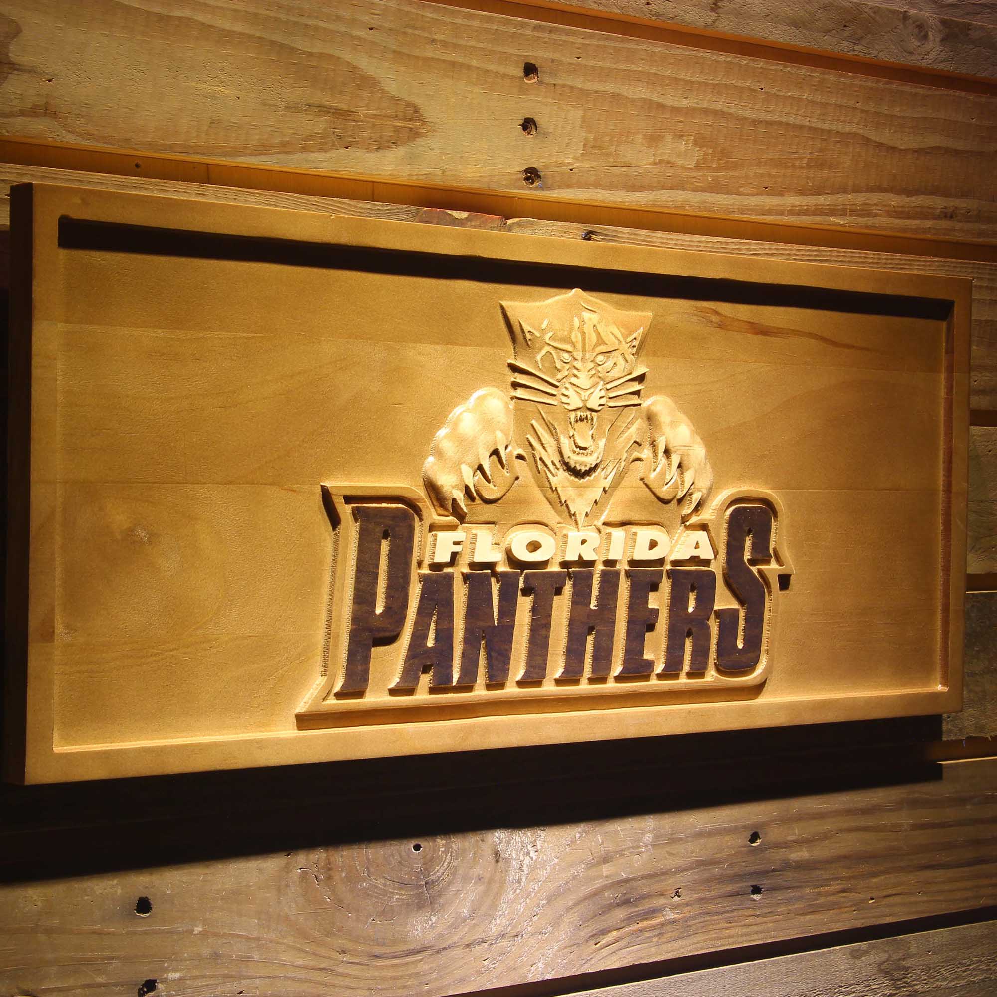 Florida Panthers Hockey Man Cave Sport 3D Wooden Engrave Sign