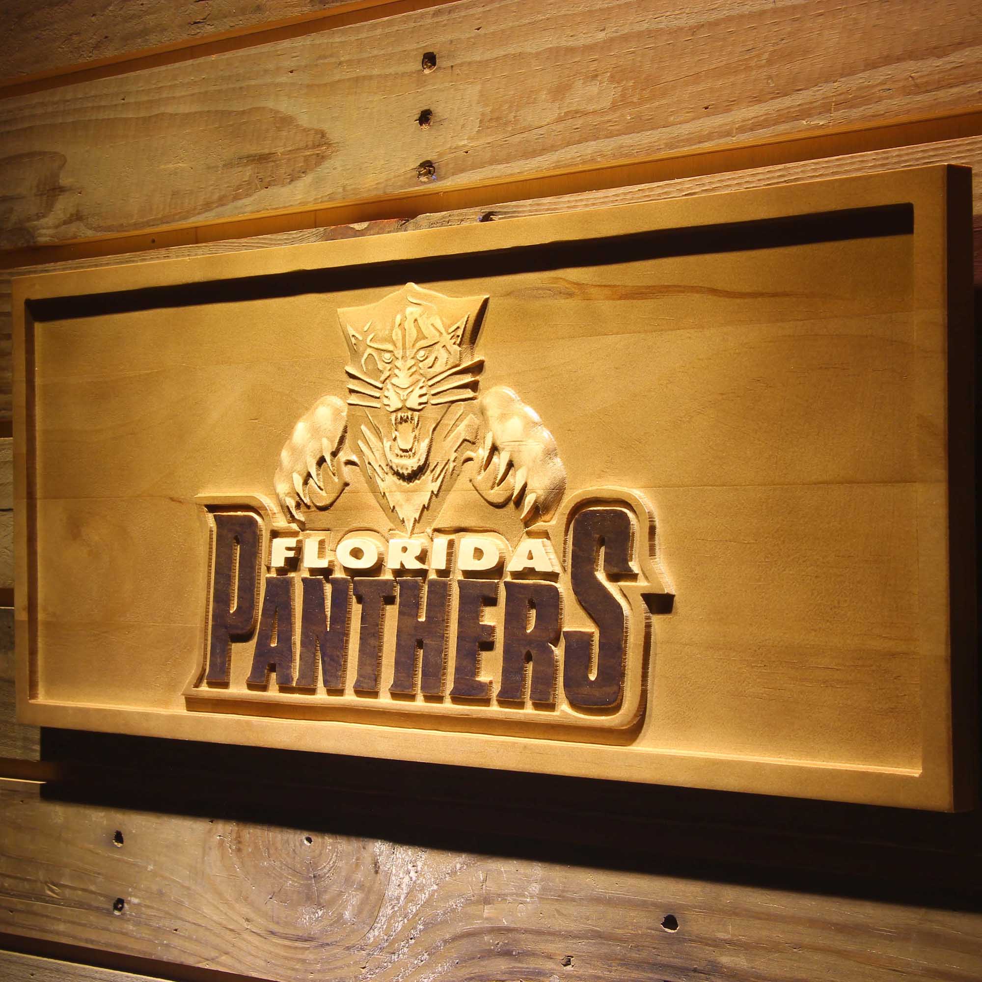 Florida Panthers Hockey Man Cave Sport 3D Wooden Engrave Sign