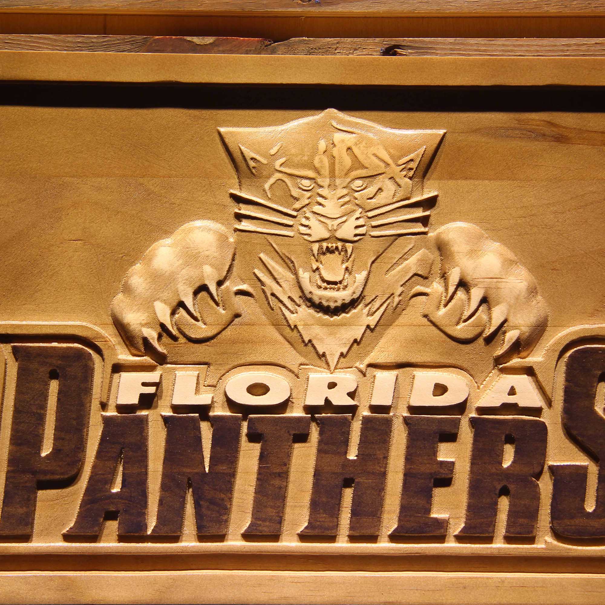 Florida Panthers Hockey Man Cave Sport 3D Wooden Engrave Sign