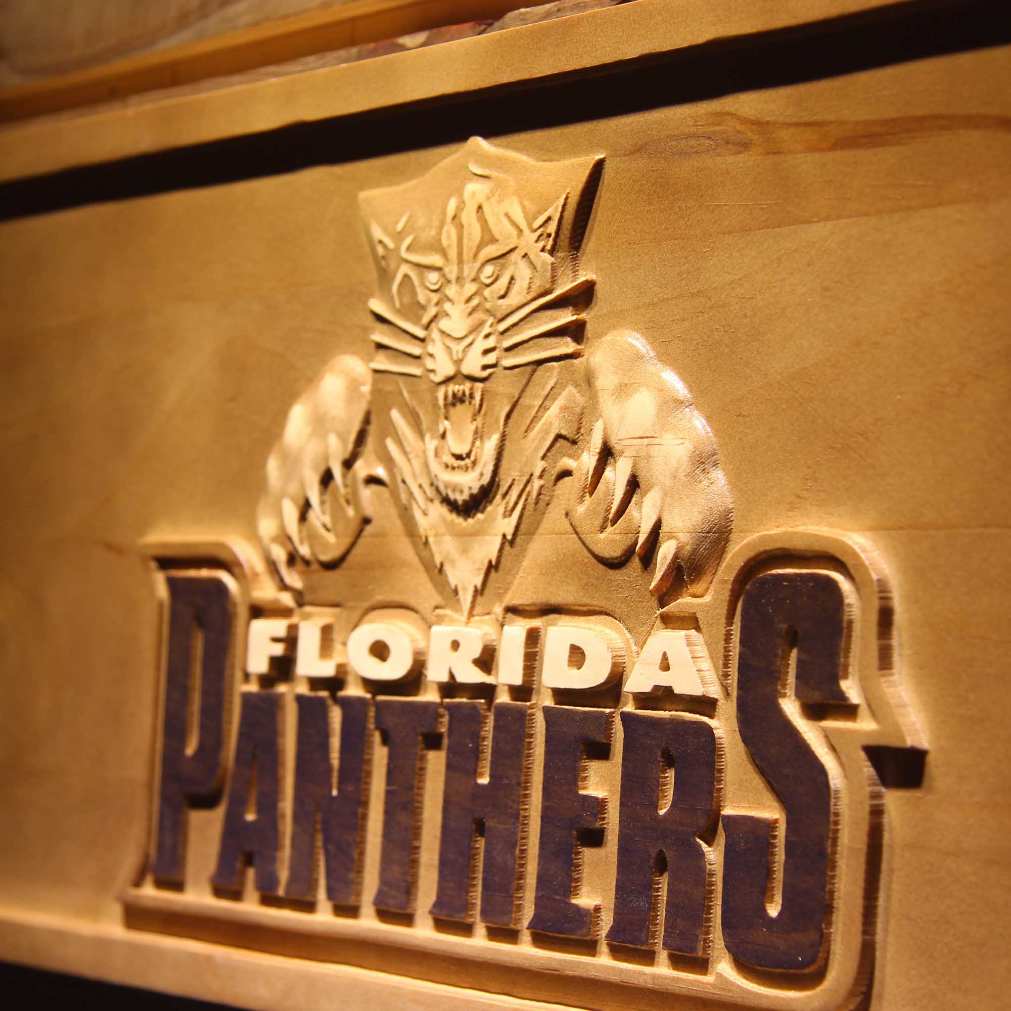 Florida Panthers Hockey Man Cave Sport 3D Wooden Engrave Sign