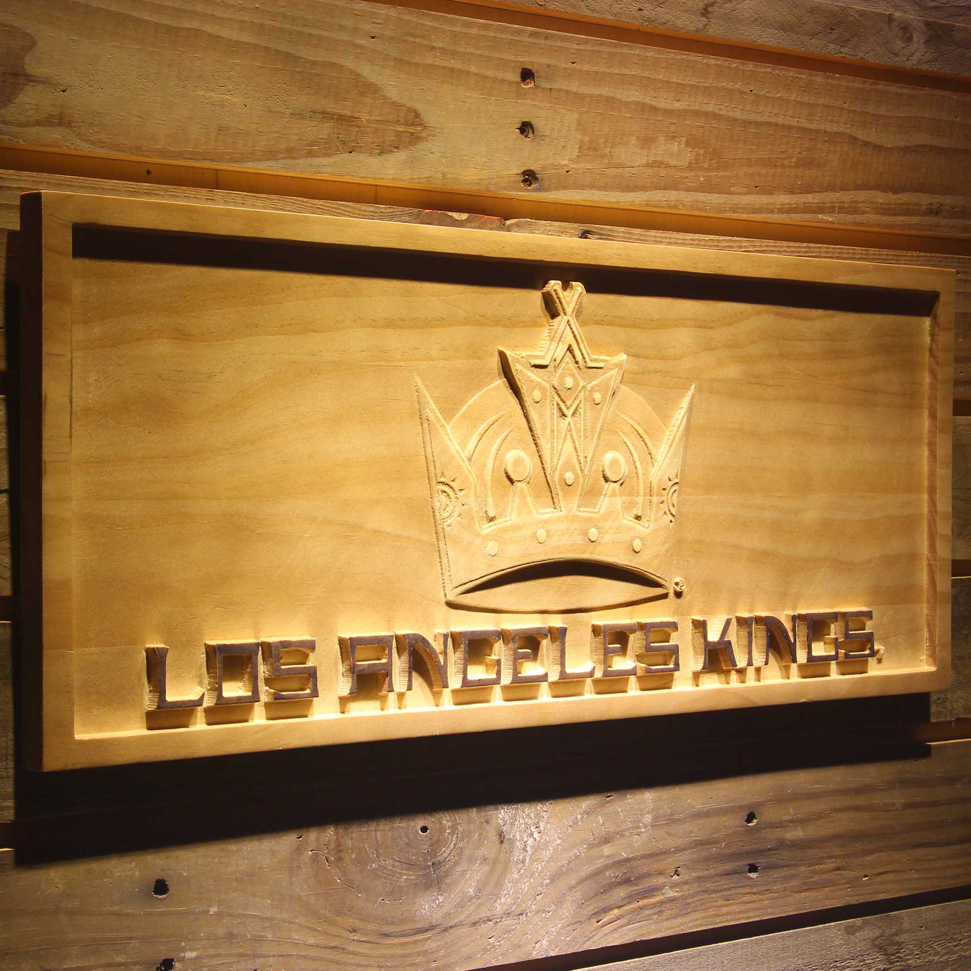 Los Angeles Kings Hockey Man Cave Sport 3D Wooden Engrave Sign