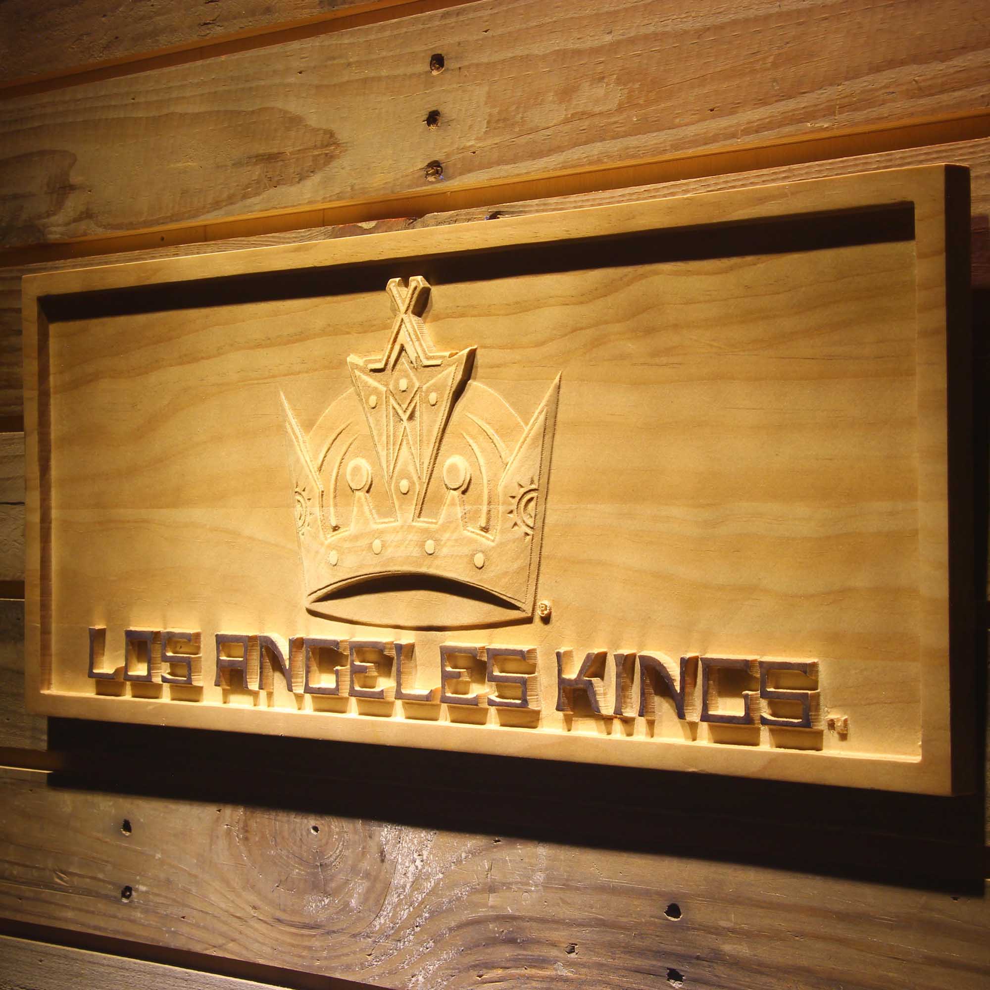 Los Angeles Kings Hockey Man Cave Sport 3D Wooden Engrave Sign