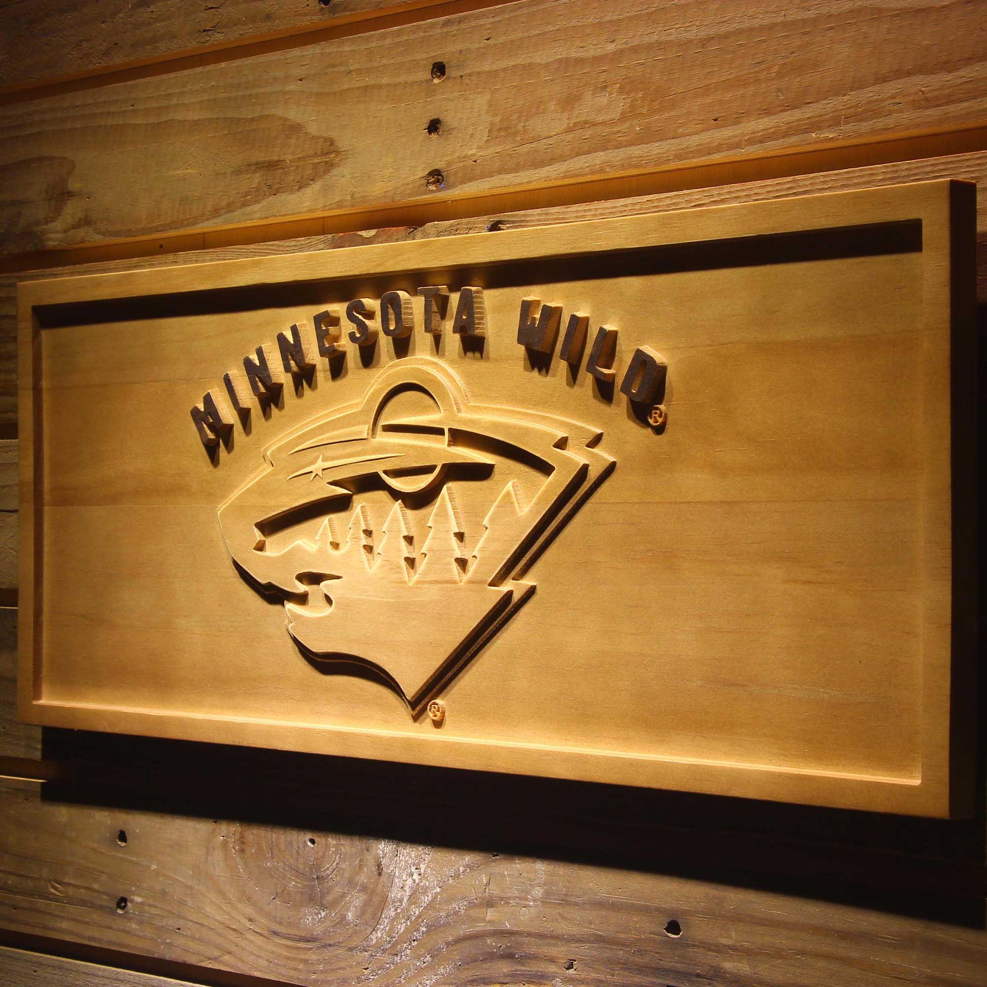 Minnesota Wild Hockey Man Cave Sport 3D Wooden Engrave Sign