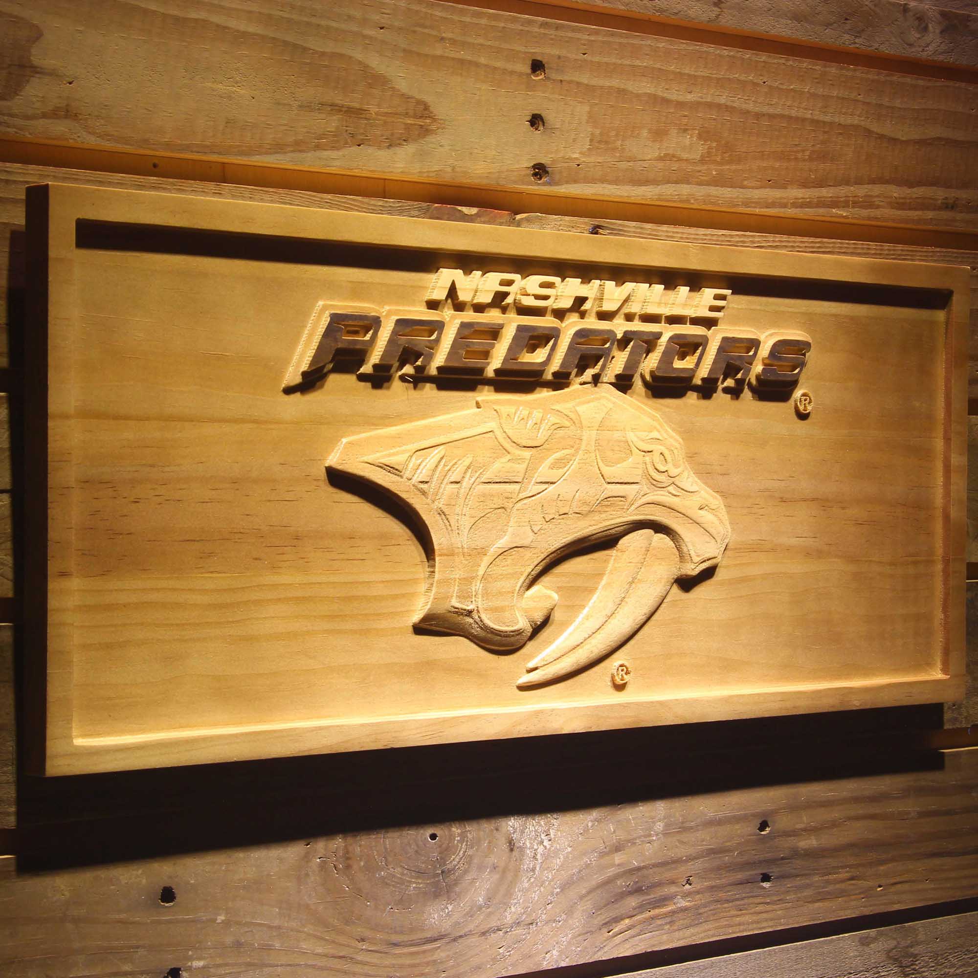 Nashville Predators Hockey Man Cave Sport 3D Wooden Engrave Sign