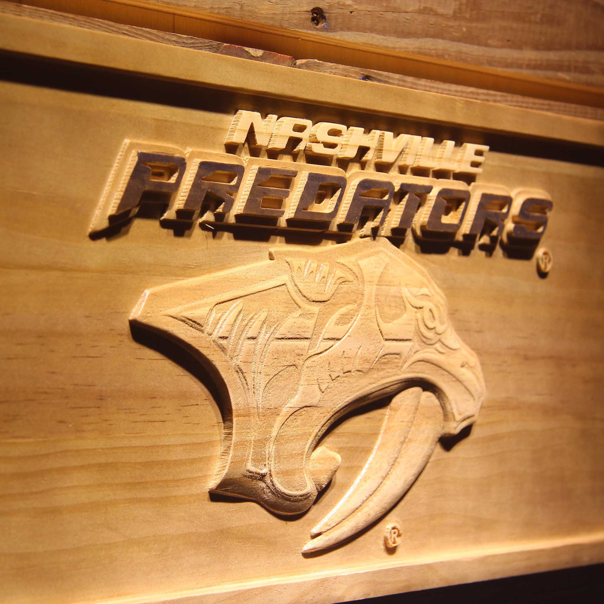 Nashville Predators Hockey Man Cave Sport 3D Wooden Engrave Sign