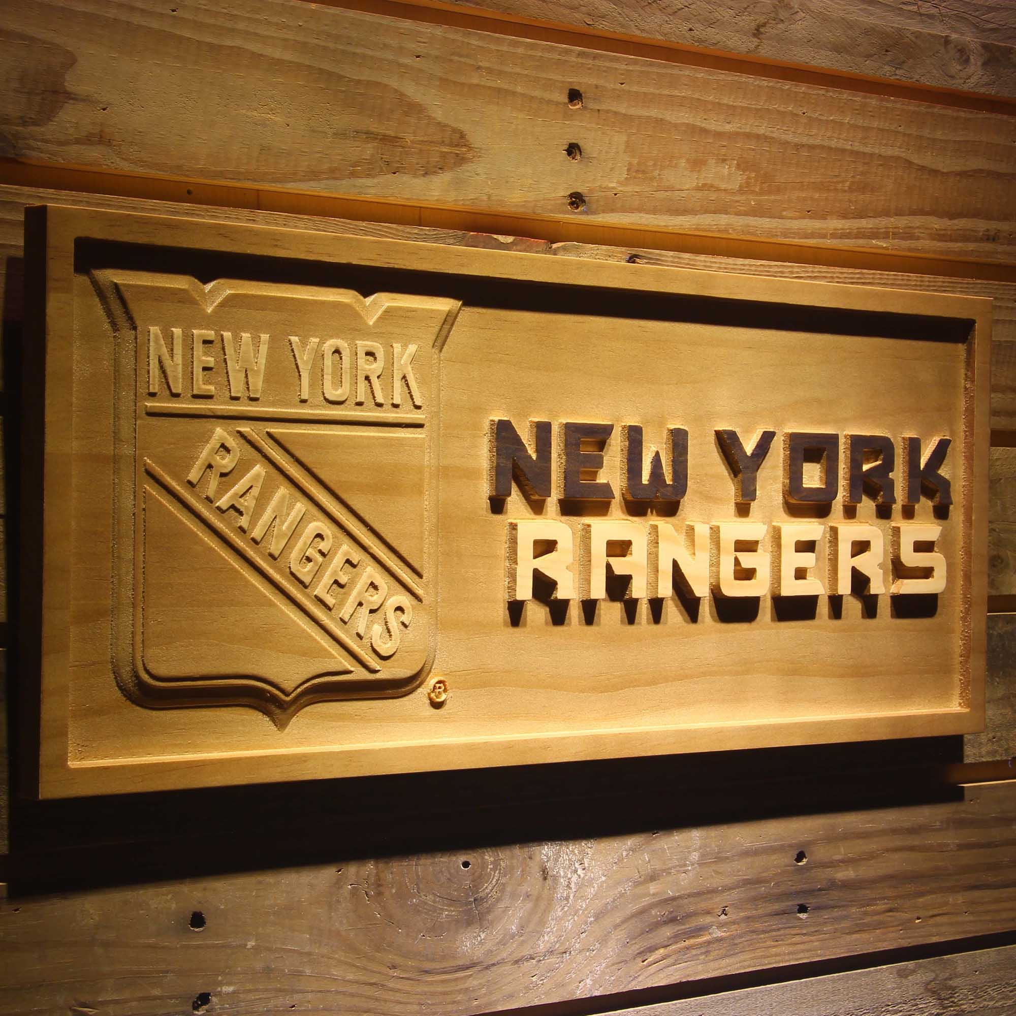 New York Rangers Hockey Man Cave Sport 3D Wooden Engrave Sign