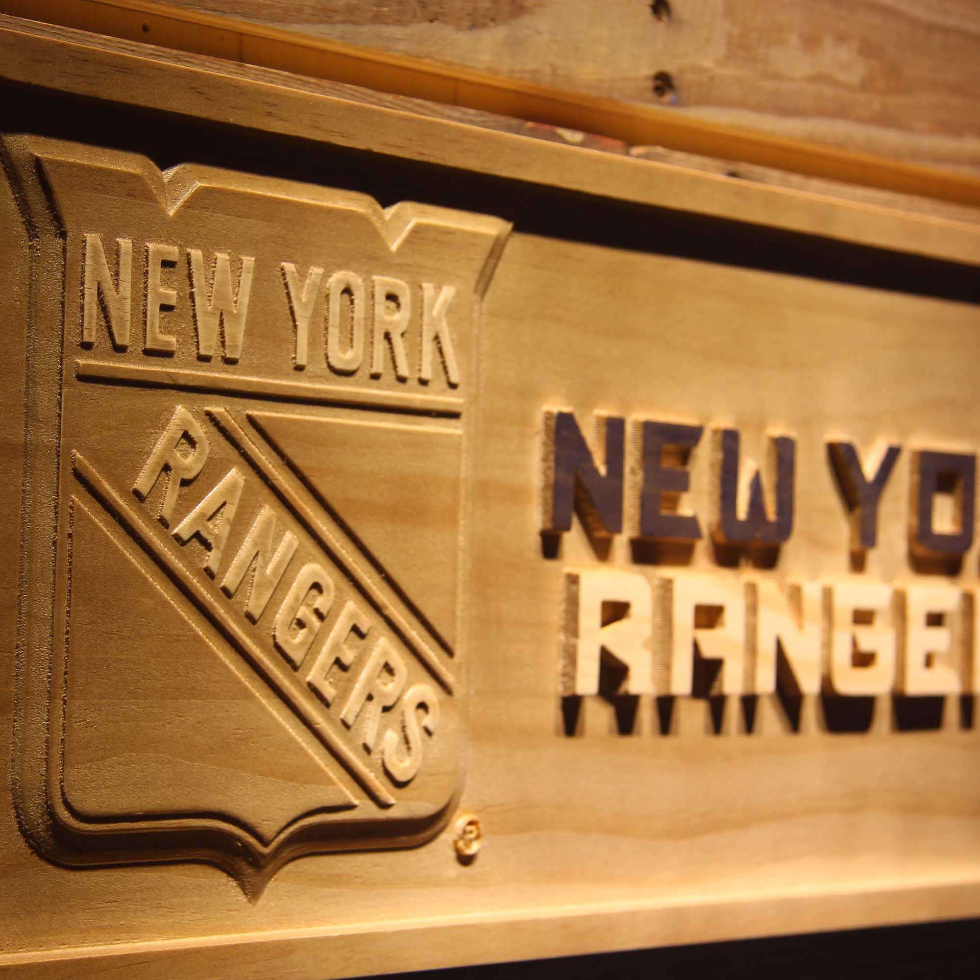 New York Rangers Hockey Man Cave Sport 3D Wooden Engrave Sign