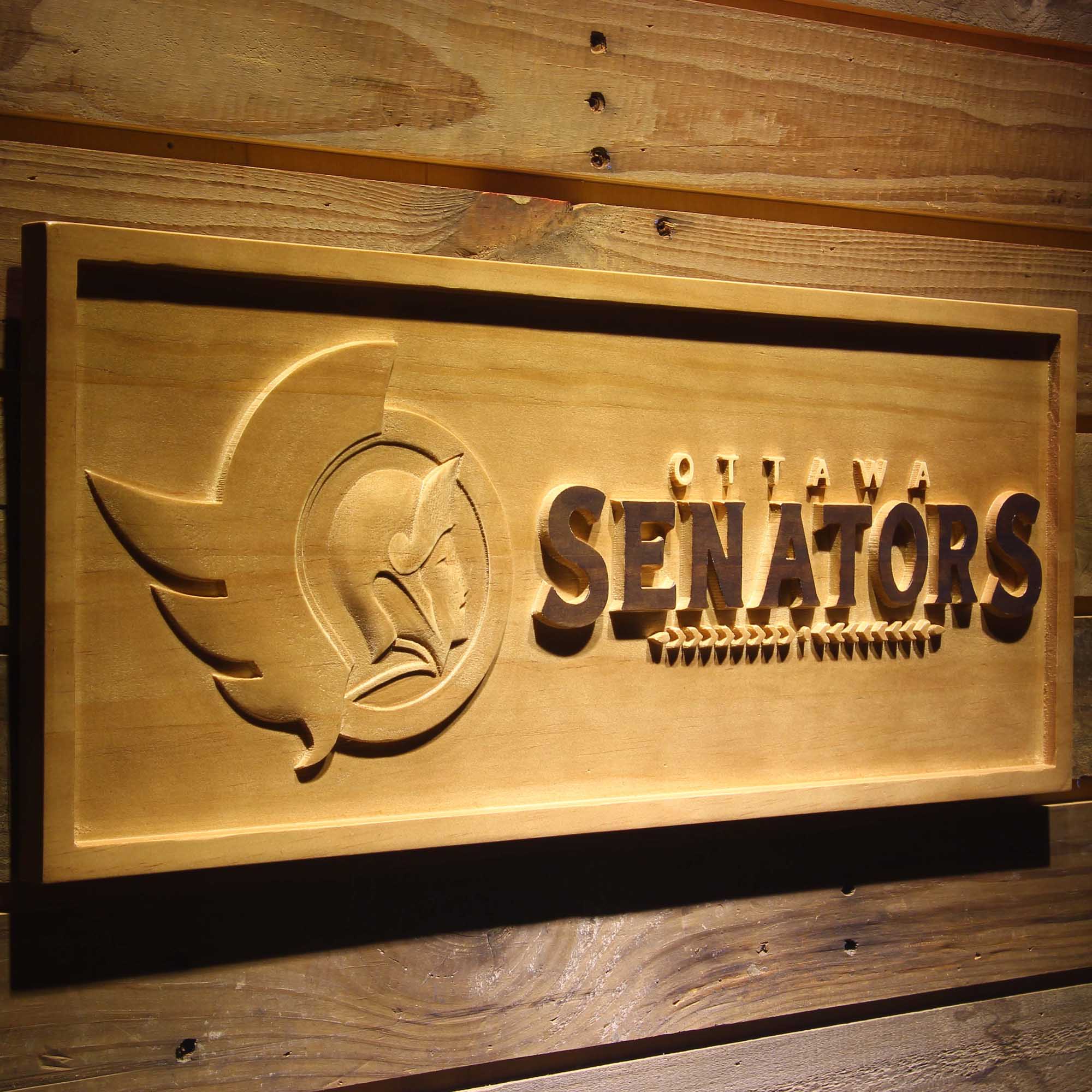 Ottawa Senators Hockey Man Cave Sport 3D Wooden Engrave Sign